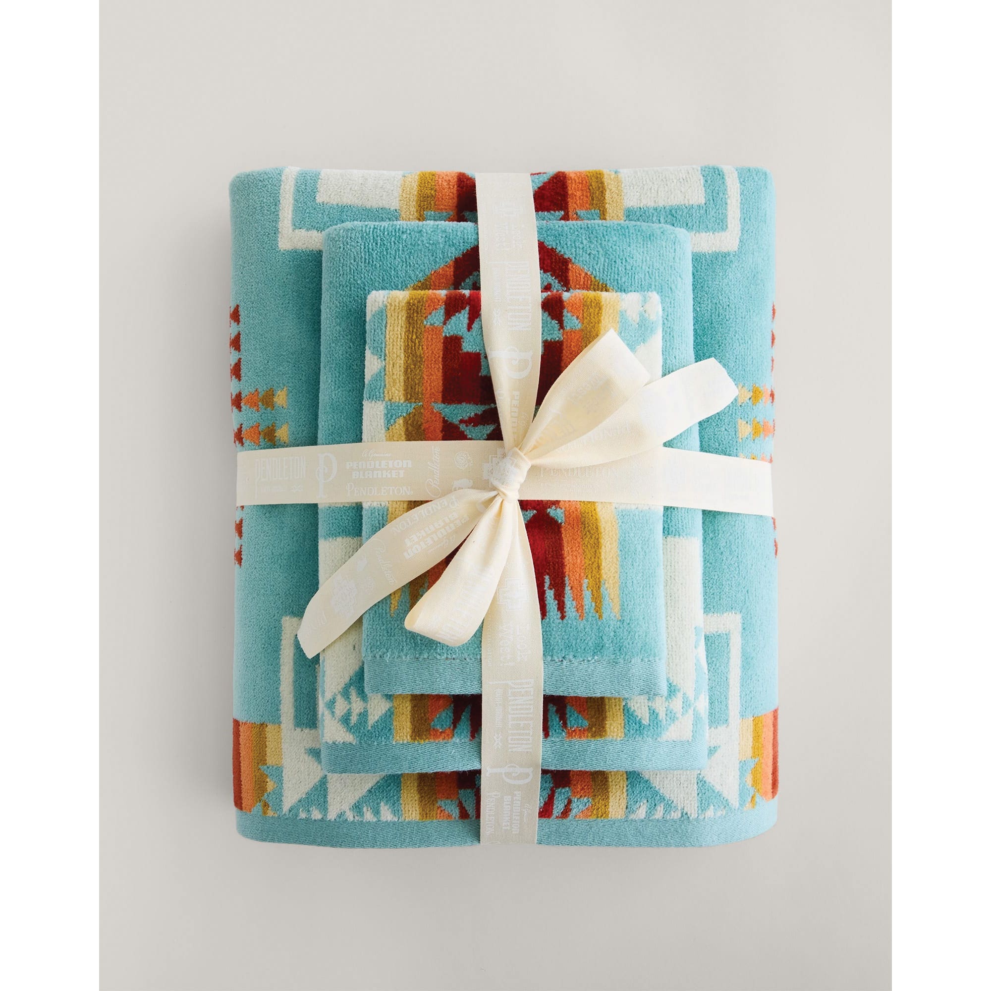 Pendleton XB292-51128 Towel Set, 3-Piece, Cotton, Aqua, Specifications: Chief Joseph Pattern