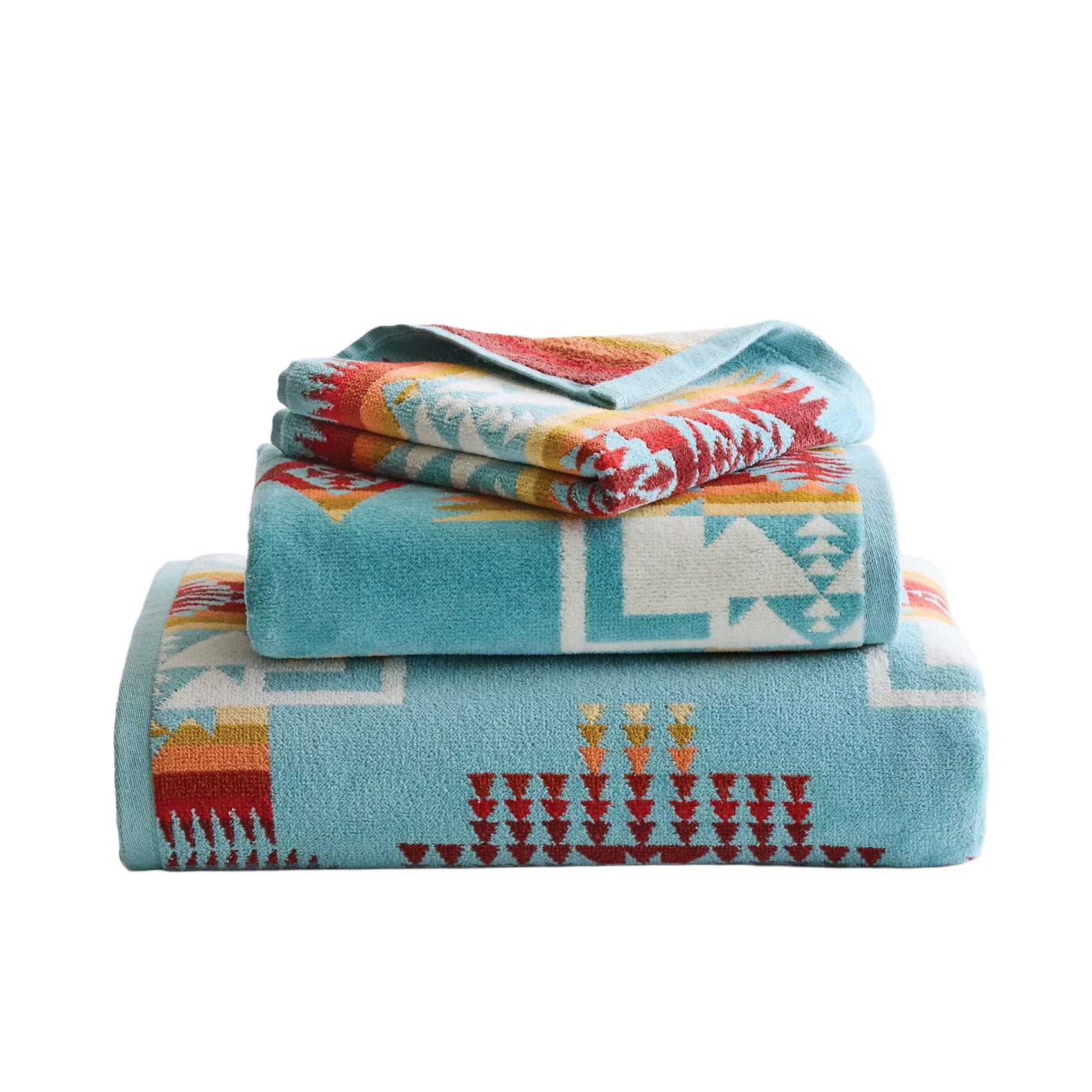 Pendleton XB292-51128 Towel Set, 3-Piece, Cotton, Aqua, Specifications: Chief Joseph Pattern