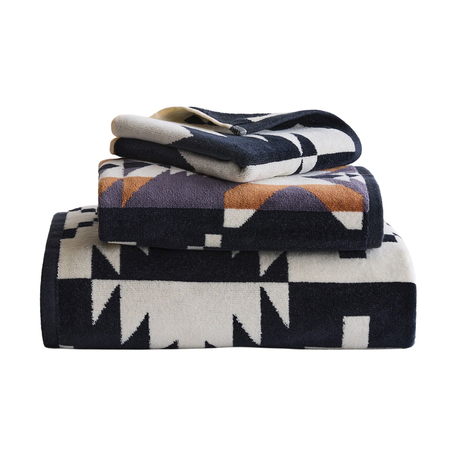 Pendleton XB292-59208 Towel Set, 3-Piece, Cotton, Black/White, Specifications: Spider Rock Pattern