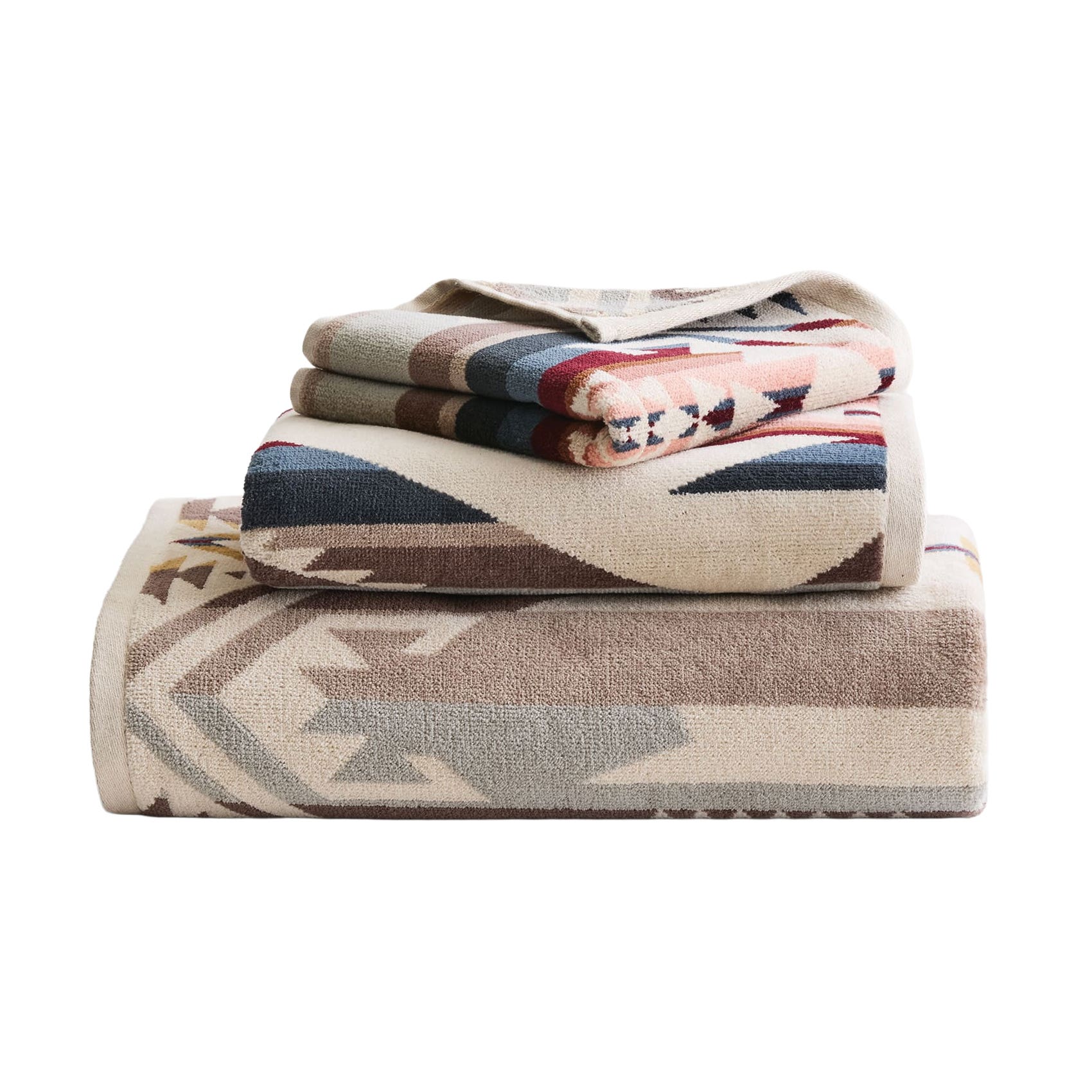 Pendleton XB292-53555 Towel Set, 3-Piece, Cotton, Tan, Specifications: White Sands Pattern