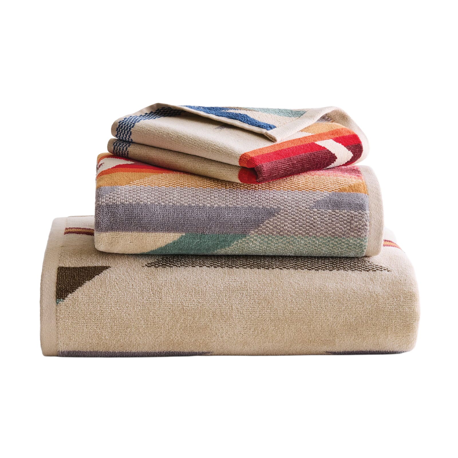 Pendleton XB292-53754 Towel Set, 3-Piece, Cotton, Multi-Color/Tan, Specifications: Wyeth Trail Pattern