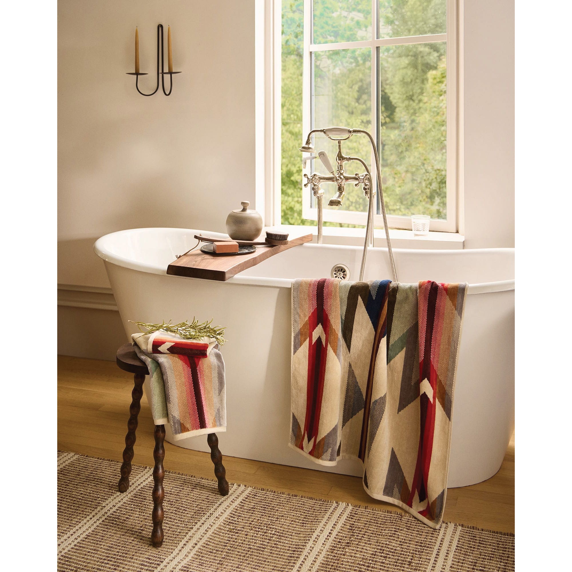 Pendleton XB292-53754 Towel Set, 3-Piece, Cotton, Multi-Color/Tan, Specifications: Wyeth Trail Pattern