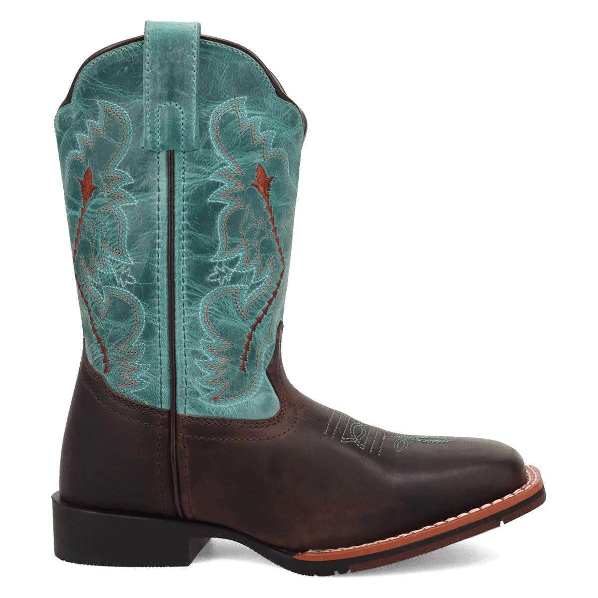 Dan Post Girl's Salina Series Boots, 4, D W, Chocolate/Turquoise, Leather