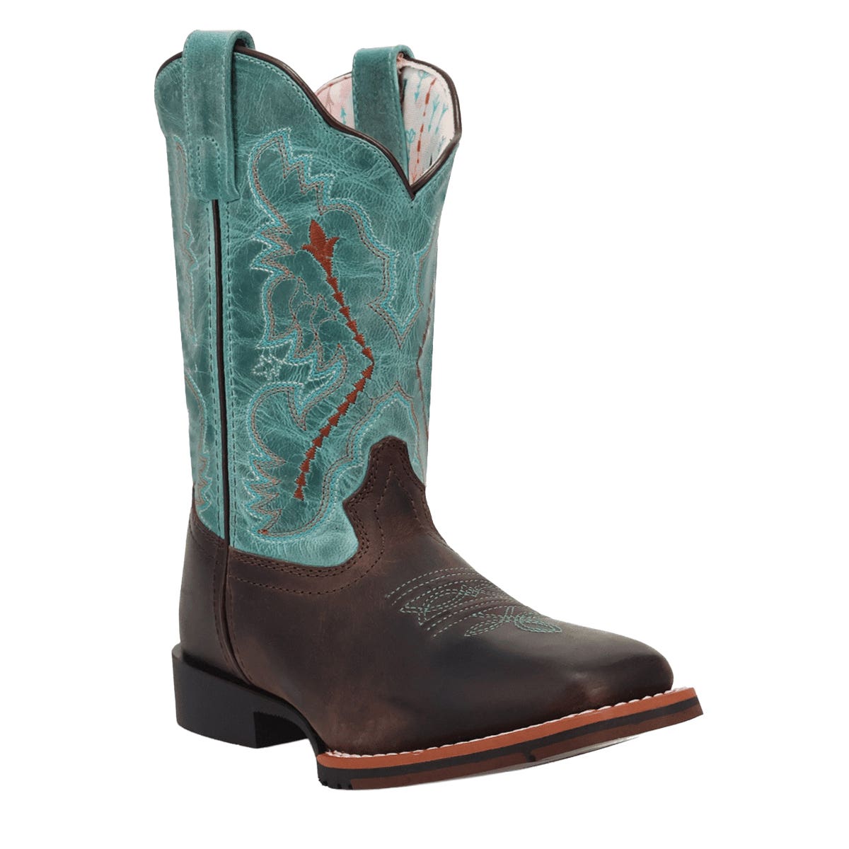 Dan Post Girl's Salina Series Boots, 5, D W, Chocolate/Turquoise, Leather