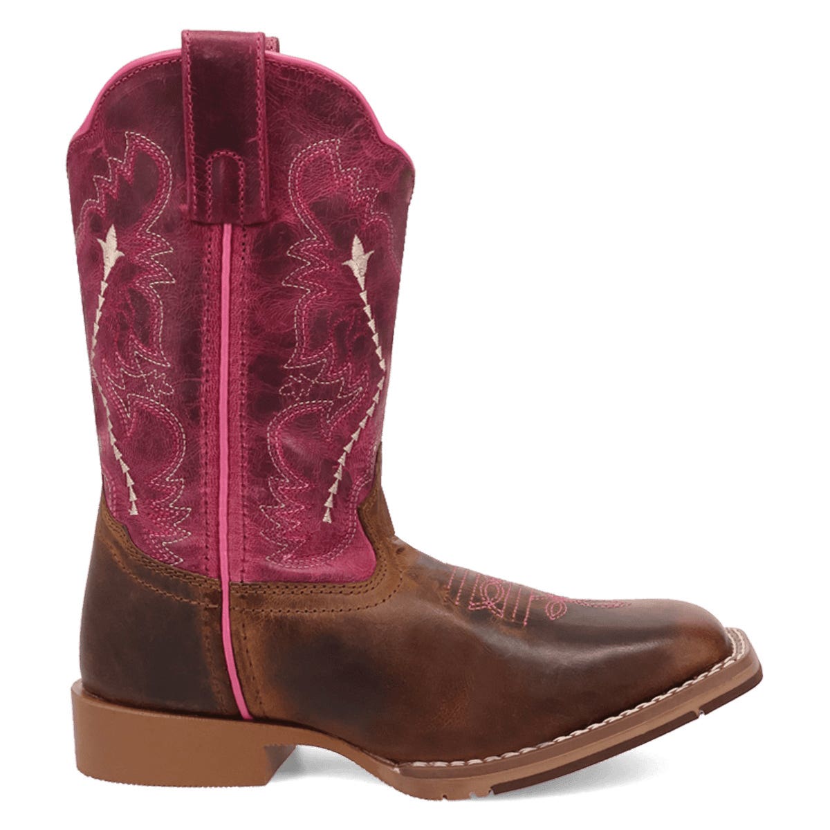 Dan Post Girl's Salina Series Boots, 3, D W, Tan/Pink, Leather