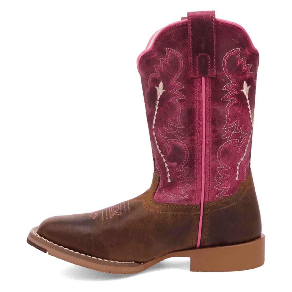 Dan Post Girl's Salina Series Boots, 2, D W, Tan/Pink, Leather