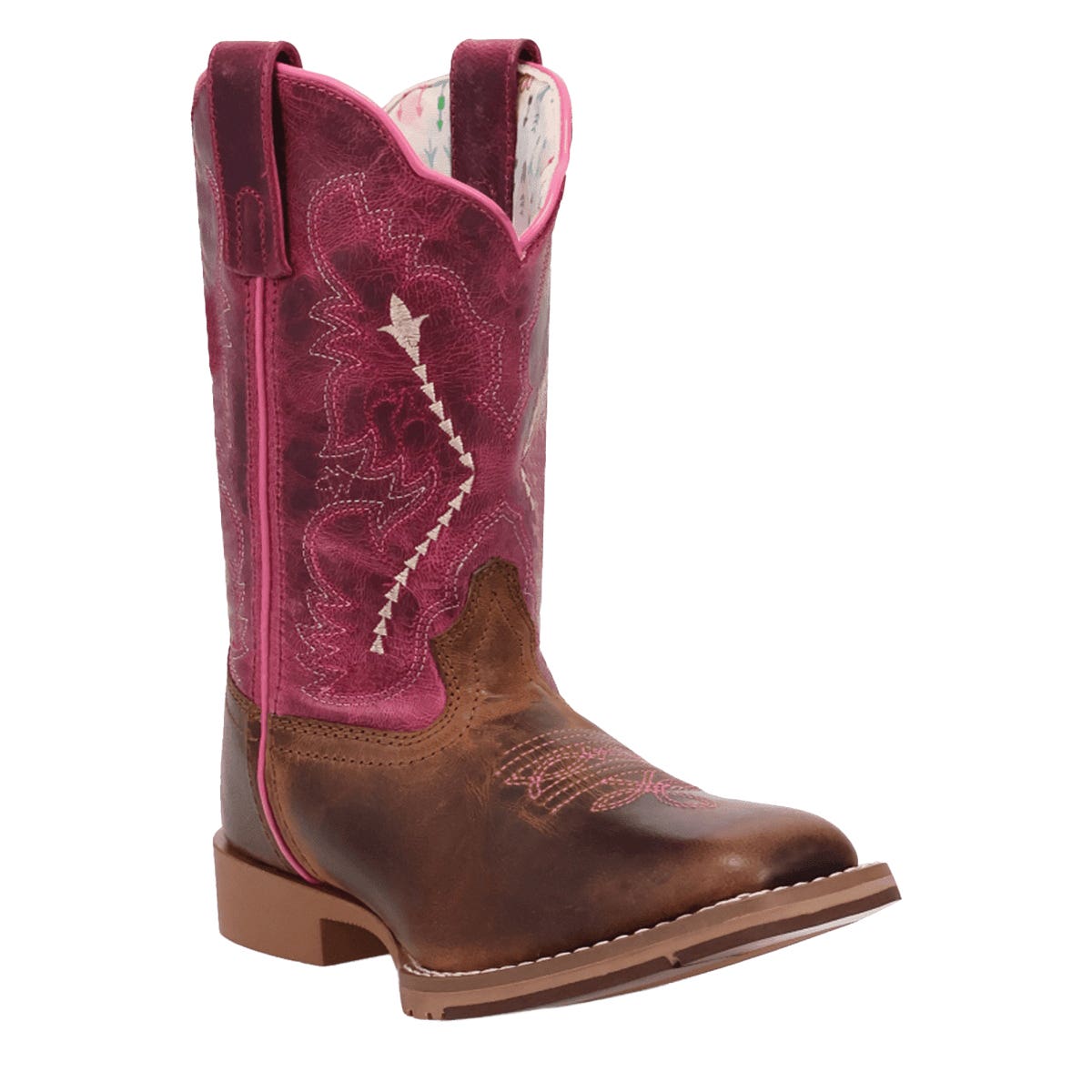 Dan Post Girl's Salina Series Boots, 3, D W, Tan/Pink, Leather