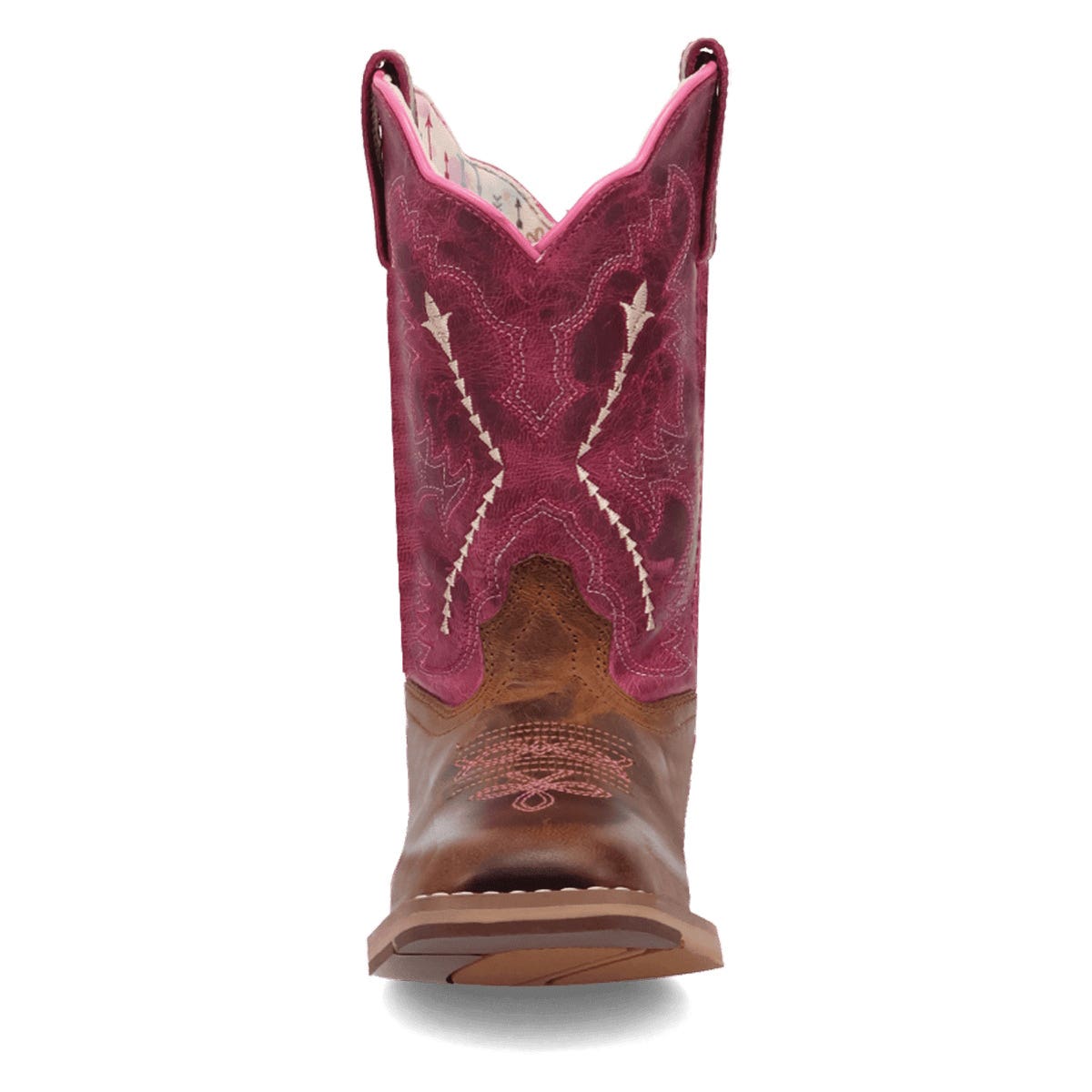 Dan Post Girl's Salina Series Boots, 4, D W, Tan/Pink, Leather