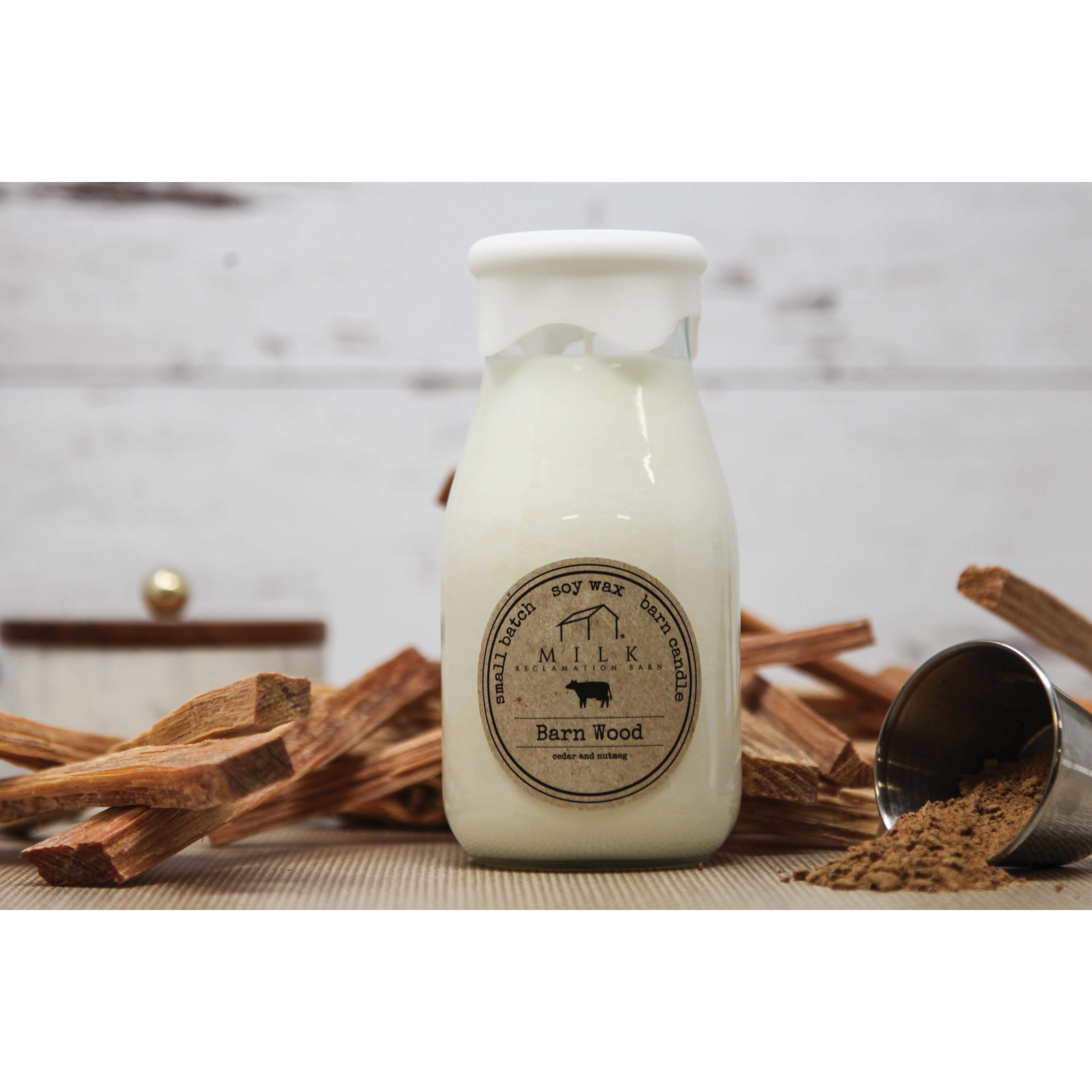 Milk Reclamation Barn MB-BW Milk Bottle Candle, 13 oz, Barn Wood, 100 hr