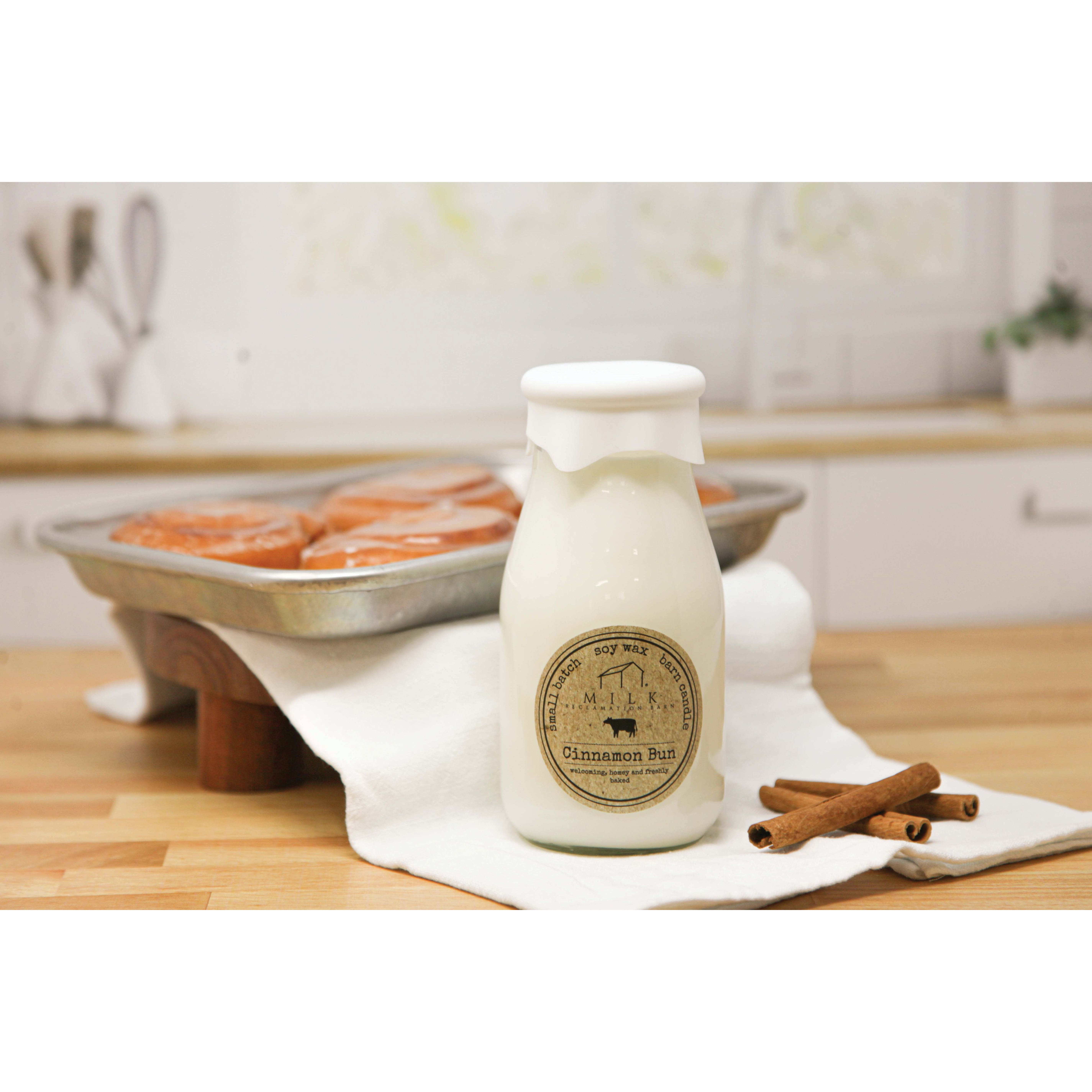 Milk Reclamation Barn MB-CB Milk Bottle Candle, 13 oz, Cinnamon Bun, 100 hr