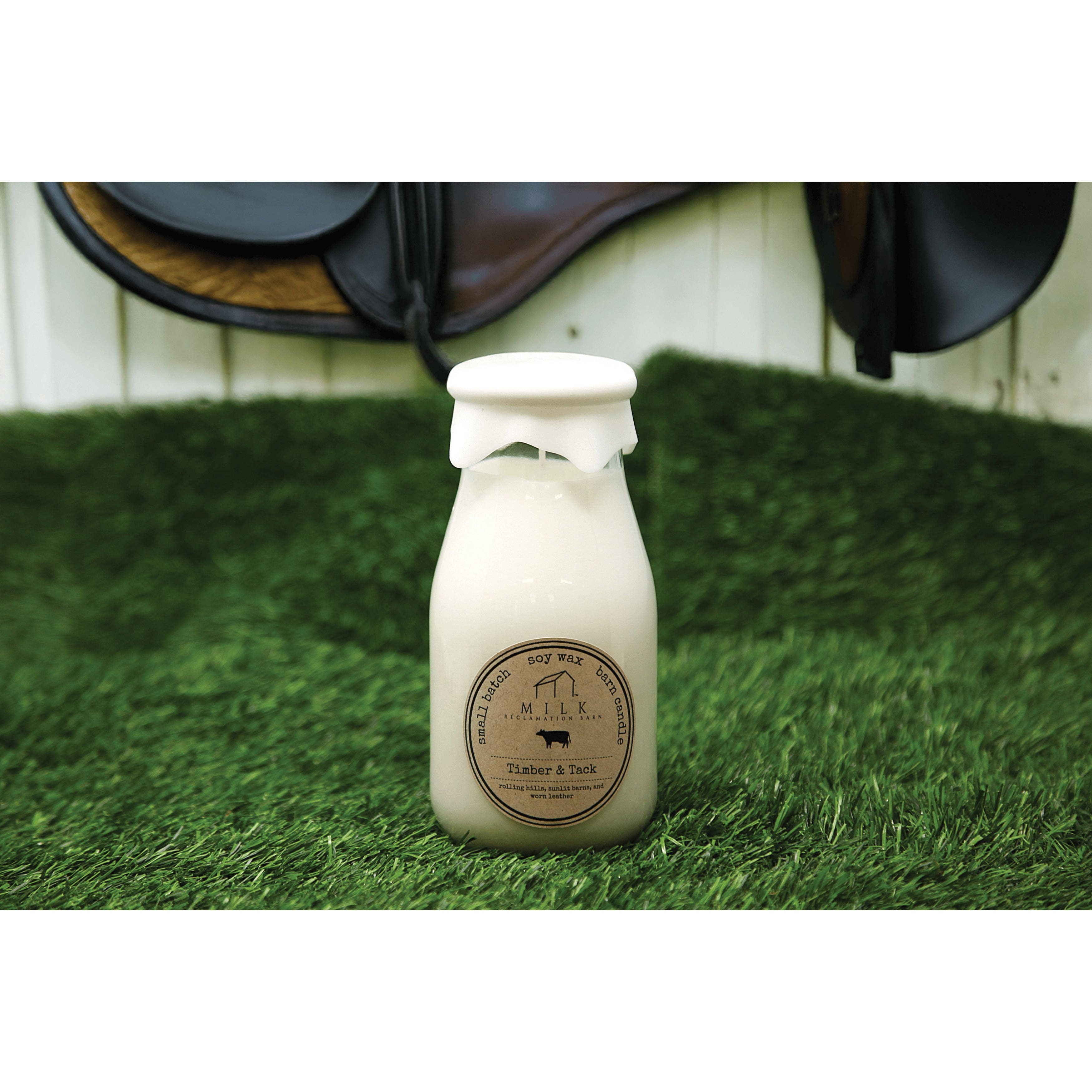 Milk Reclamation Barn MB-TT Milk Bottle Candle, 13 oz, Timber and Tack, 100 hr