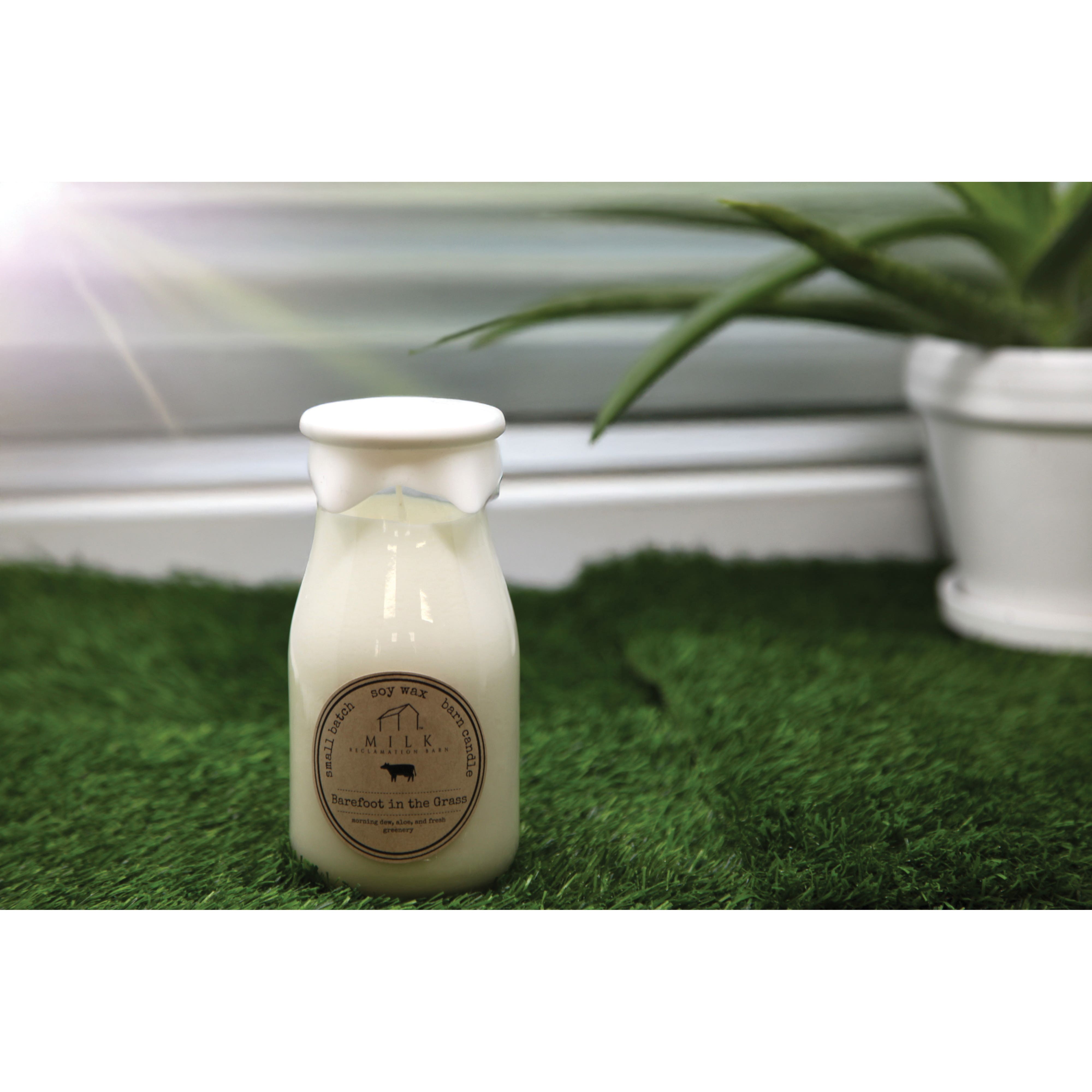 Milk Reclamation Barn MB-BITG Milk Bottle Candle, 13 oz, Barefoot In The Grass, 100 hr