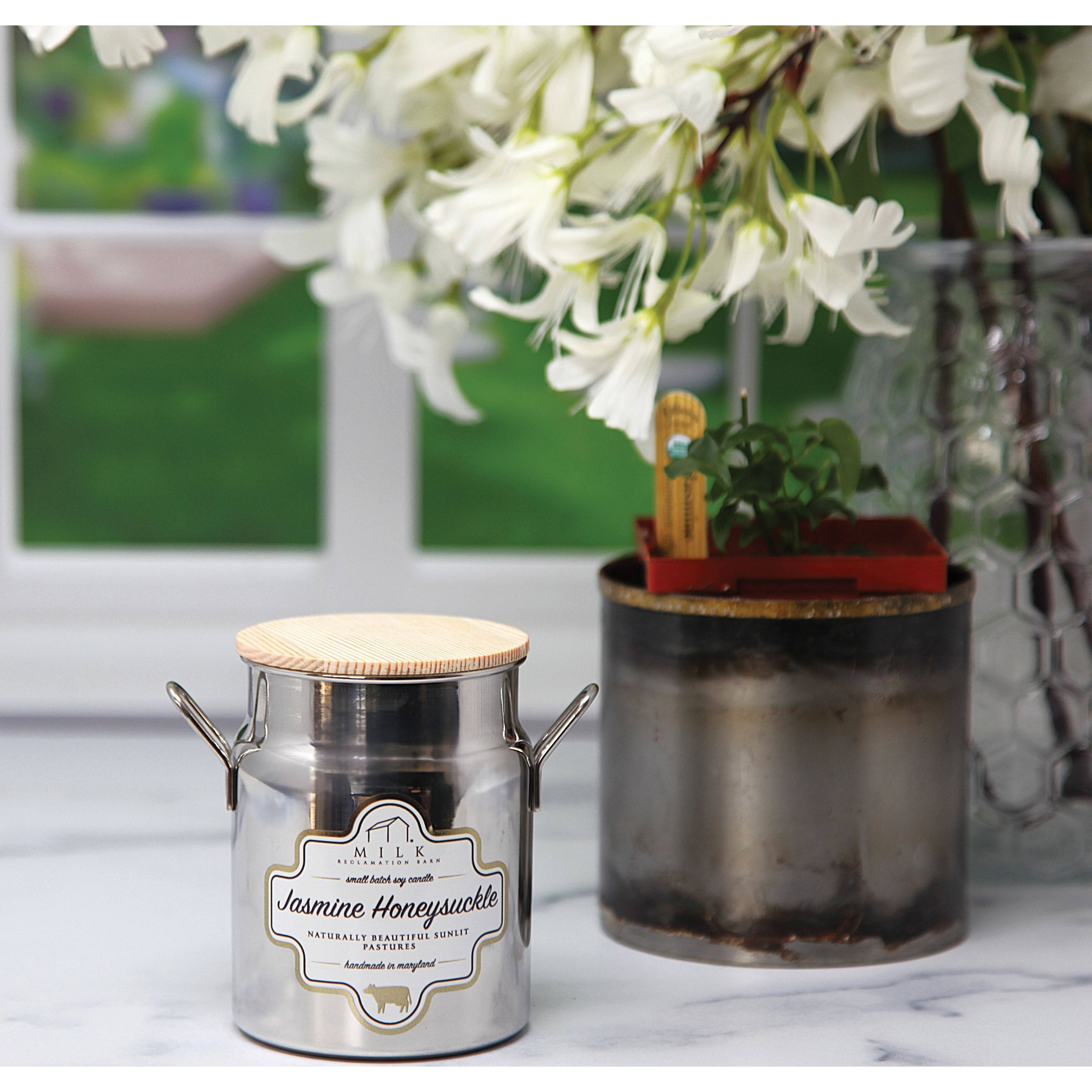 Milk Reclamation Barn MC-JH Milk Churn Candle, 12.5 oz, Jasmine Honeysuckle, 80 hr