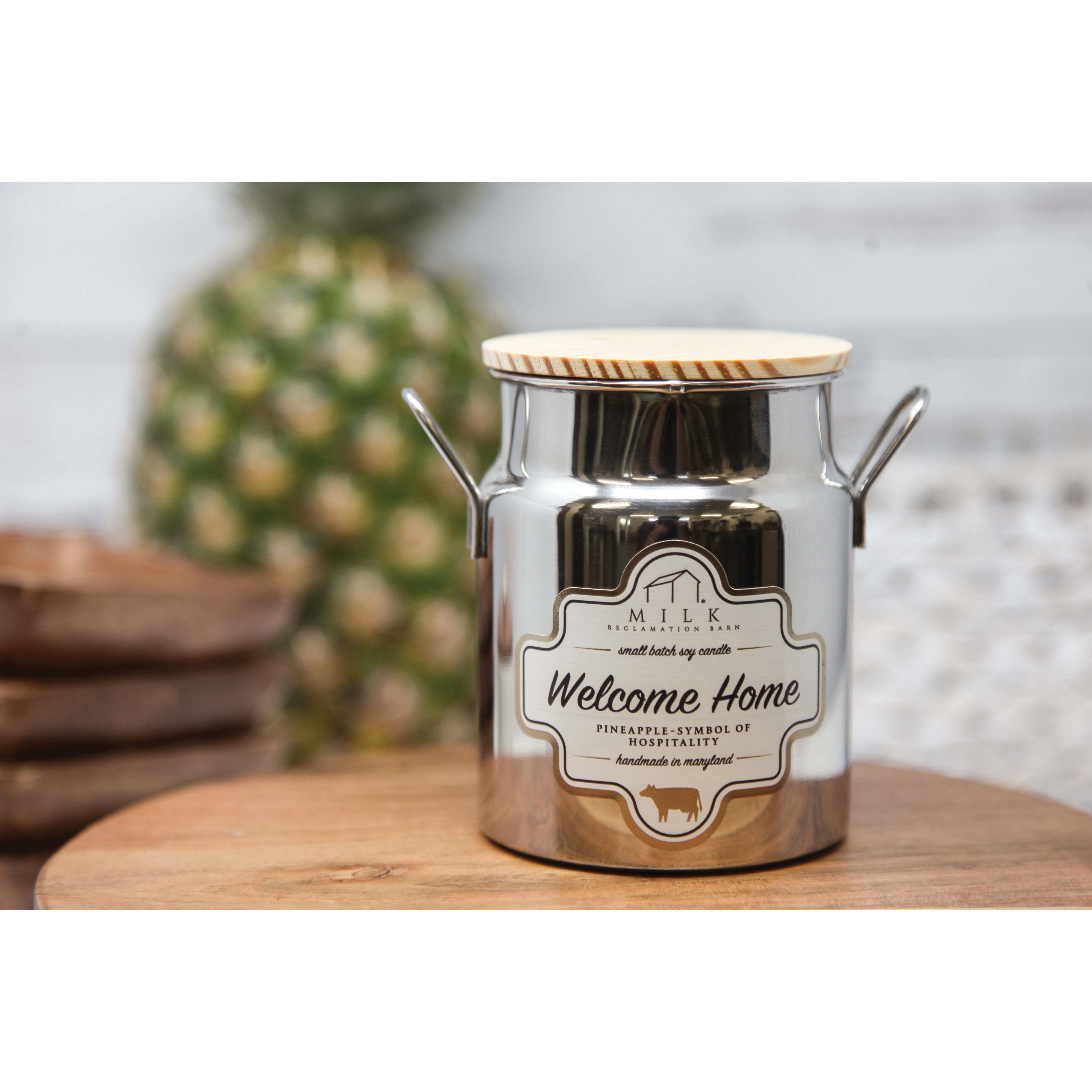 Milk Reclamation Barn MC-WH Milk Churn Candle, 12.5 oz, Welcome Home, 80 hr