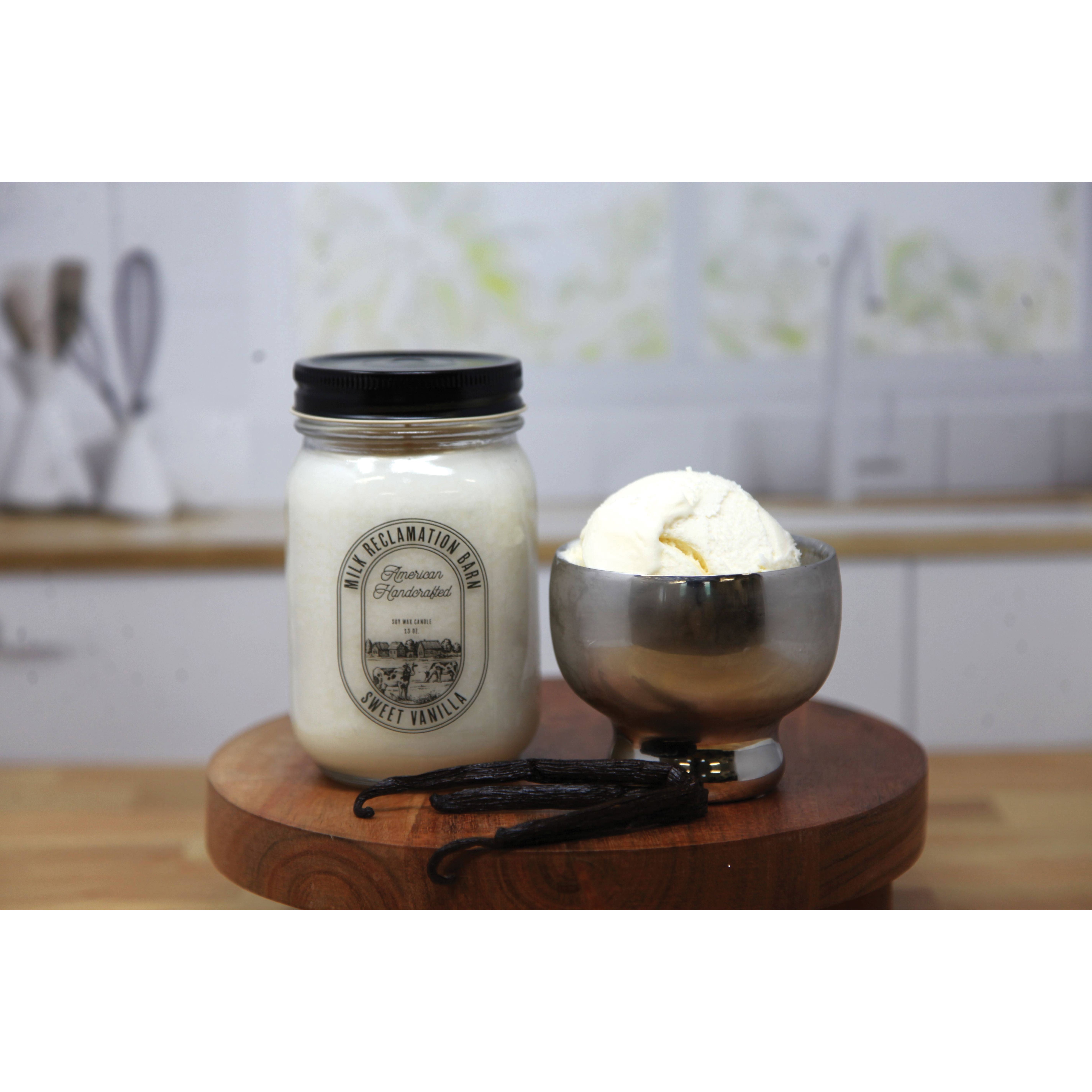Milk Reclamation Barn MJ-SV Mason Jar Candle, 13 oz, Sweet Vanilla, 90 to 100 hr