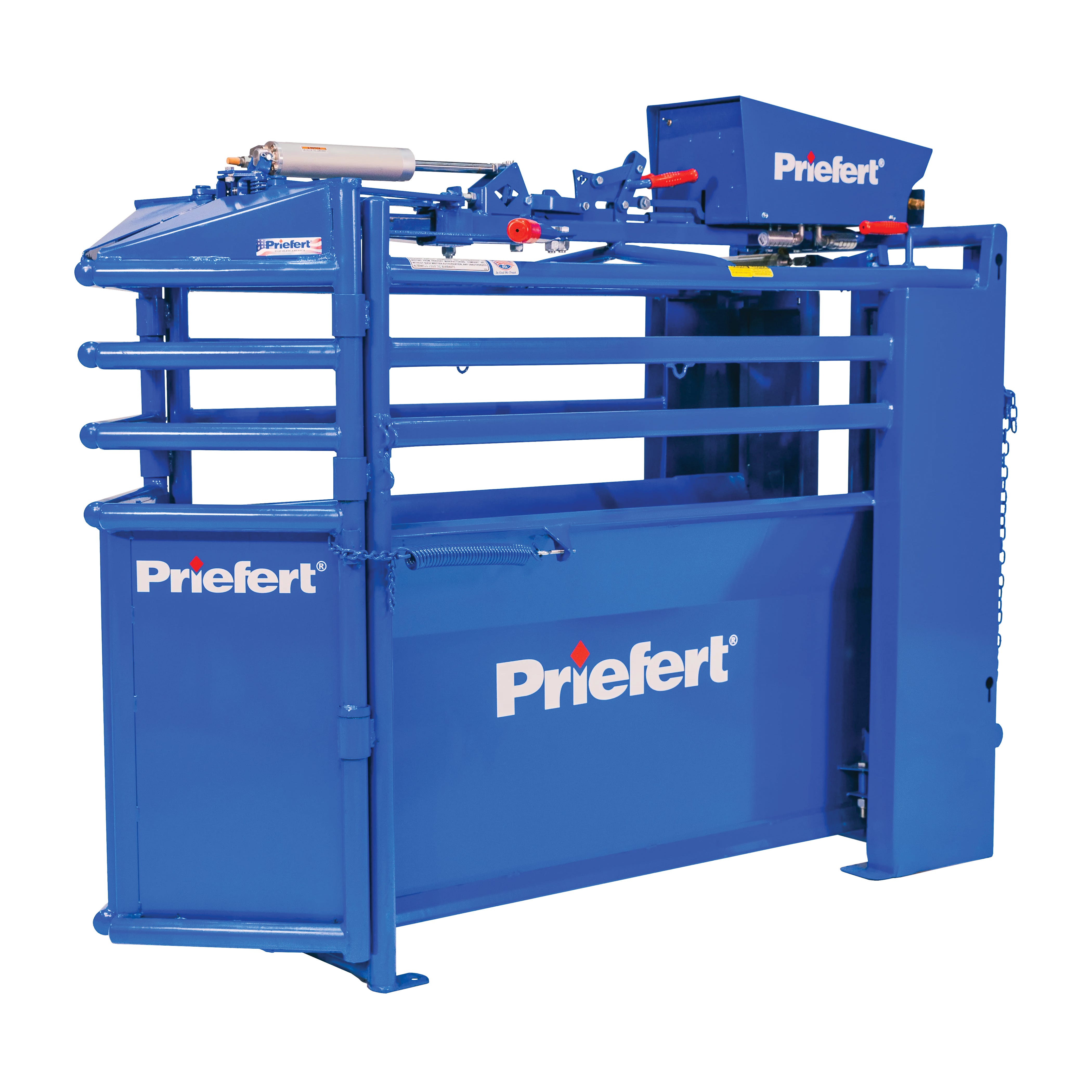 Priefert Automatic Calf Roping Chute 63 in L 21 in W 44.5 in H Sheet Metal Blue