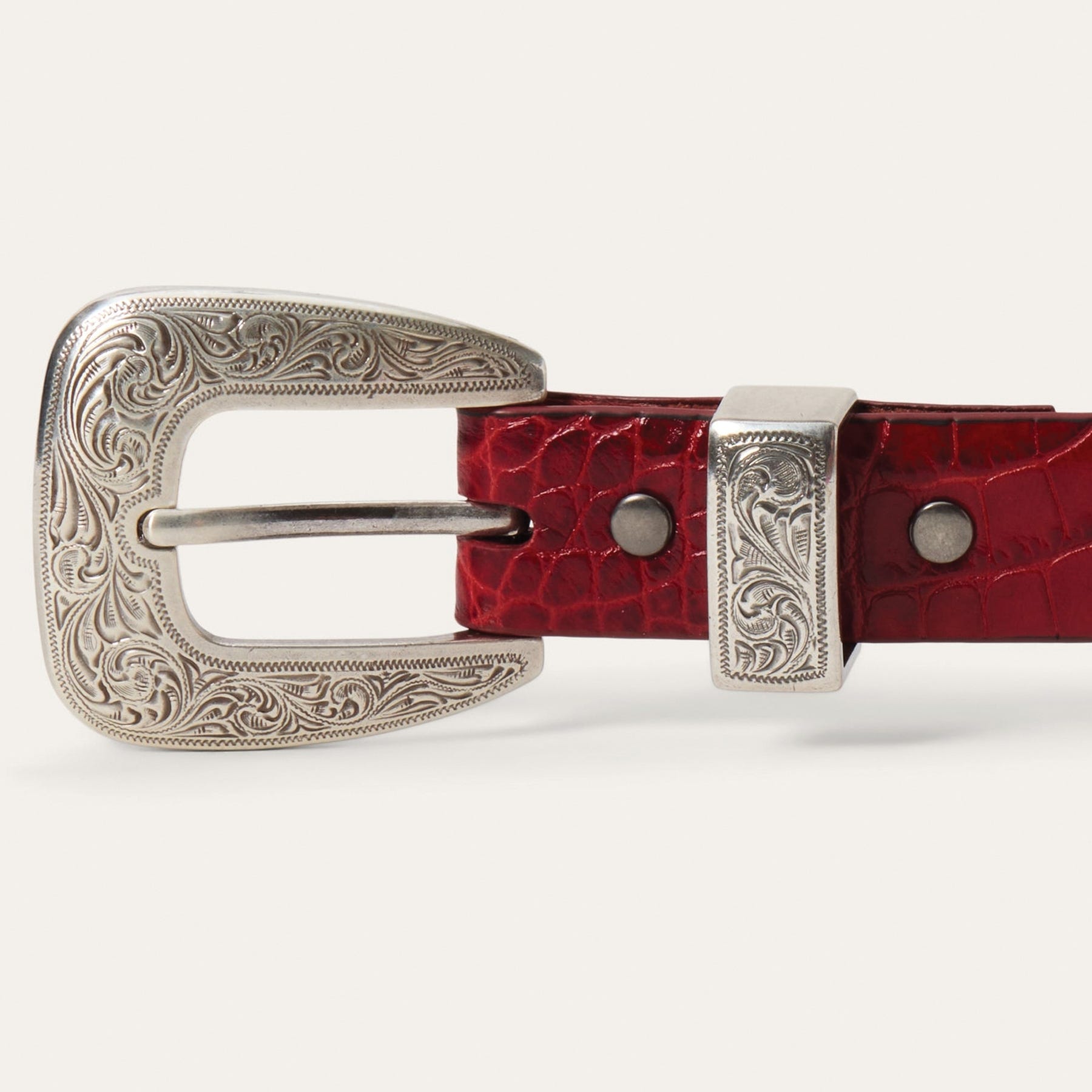 Stetson 9409790-600-XL Belt, Women's, XL, Silver-Tone, Leather, Red, Buckle, Strap