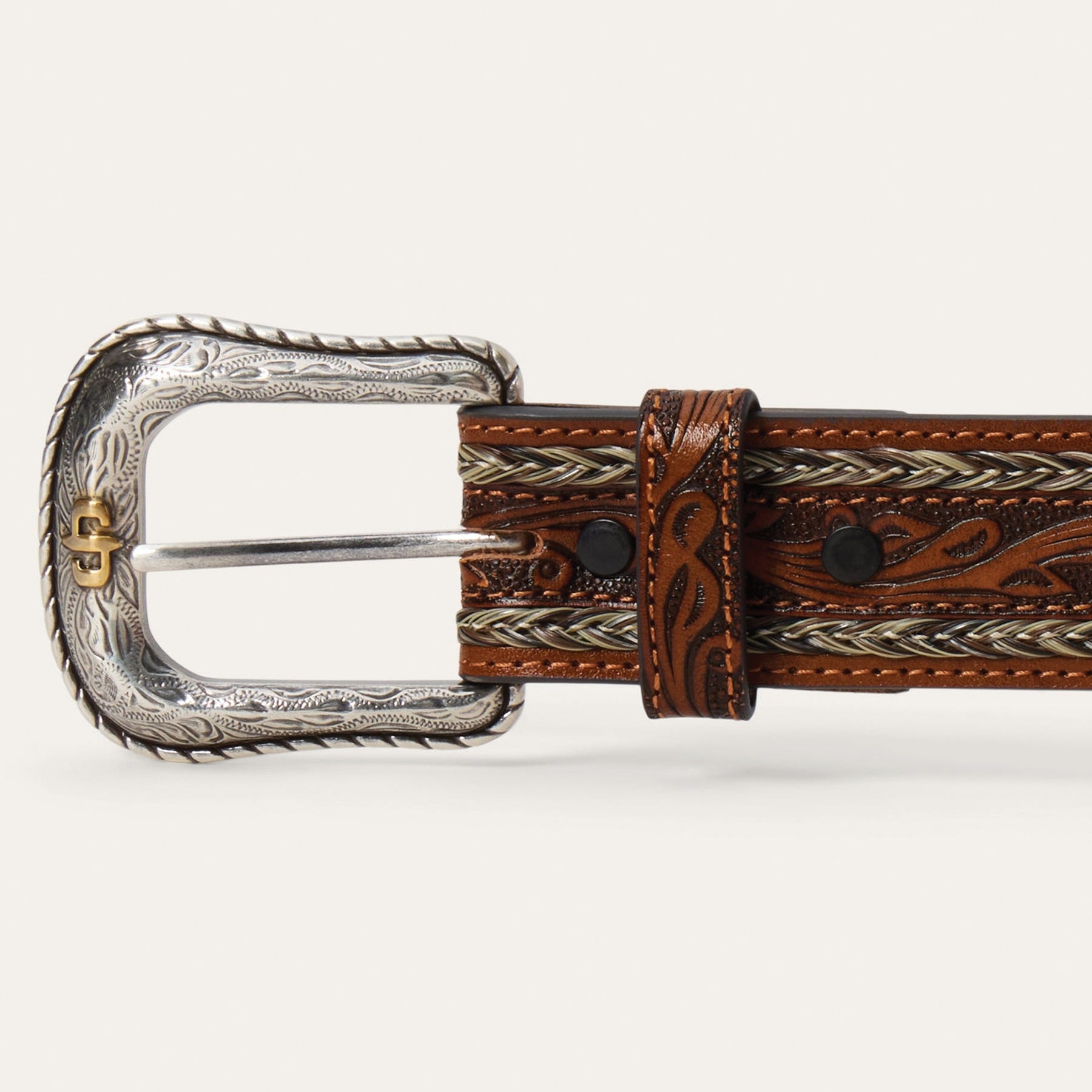 Stetson 9922500-104-46 Belt, Men's, 46 in, Leather, Natural, Buckle, Strap