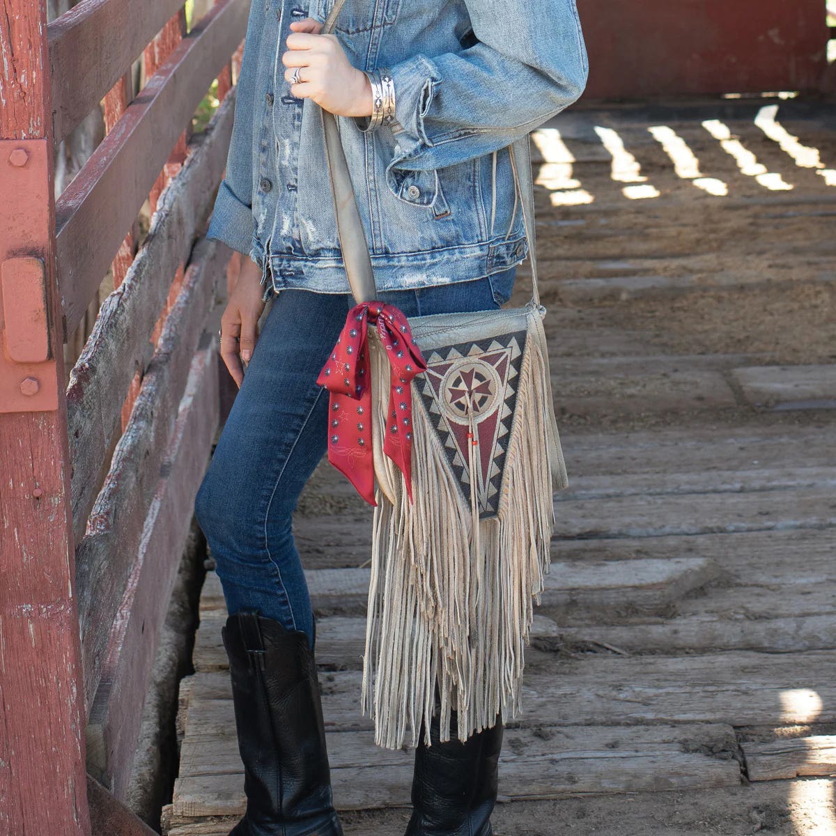 Fringe Scarves Howdy Twilly, Poly Chiffon, Red