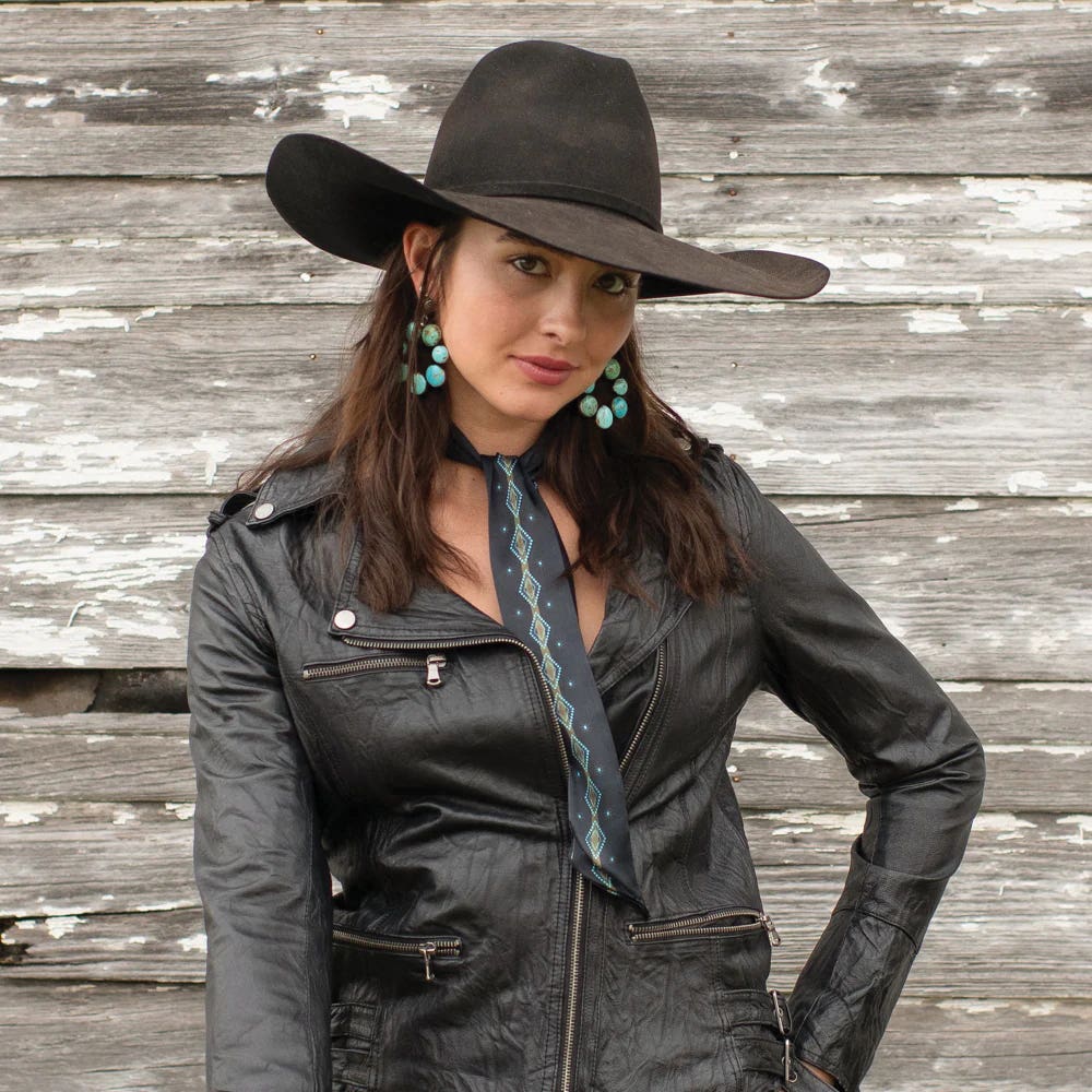 Fringe Scarves Hold Your Horses Twilly, Poly Chiffon, Black
