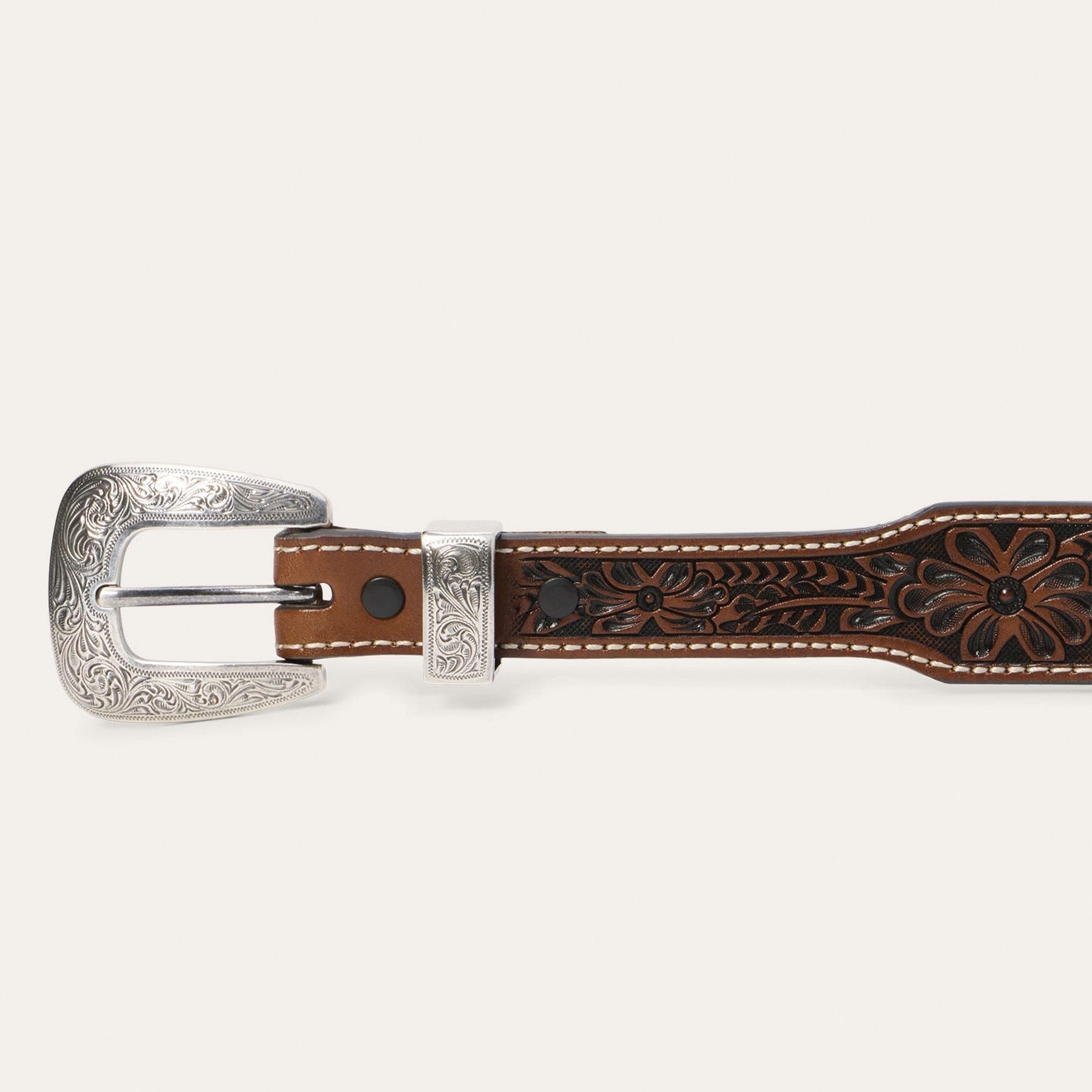 Stetson 9905500-217-46 Belt, Men's, 46 in, Silver-Tone, Leather, Brown/Sand, Buckle, Strap