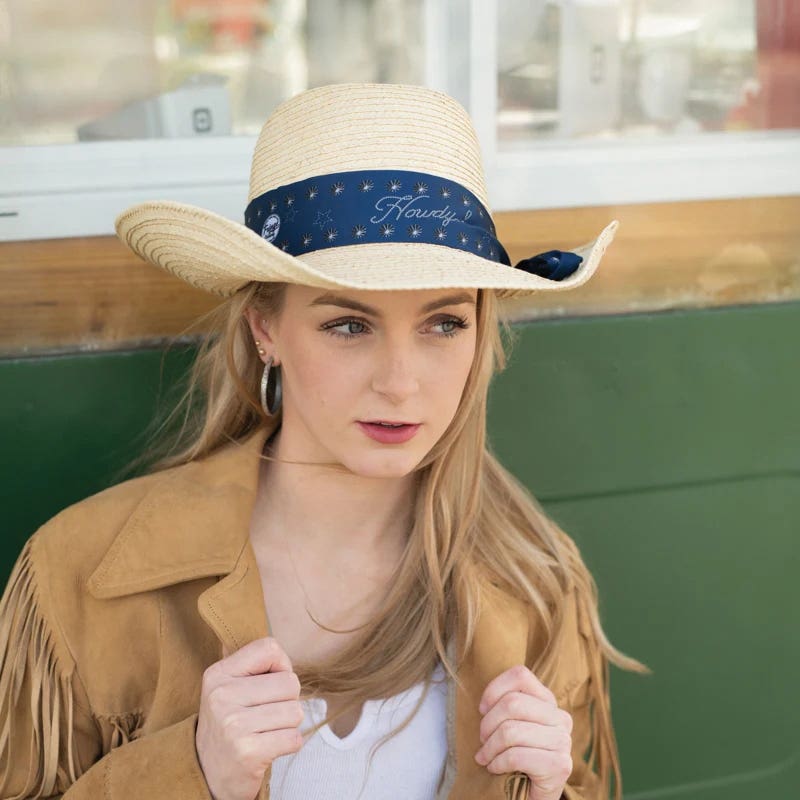 Fringe Scarves Howdy Twilly, Poly Chiffon, Navy