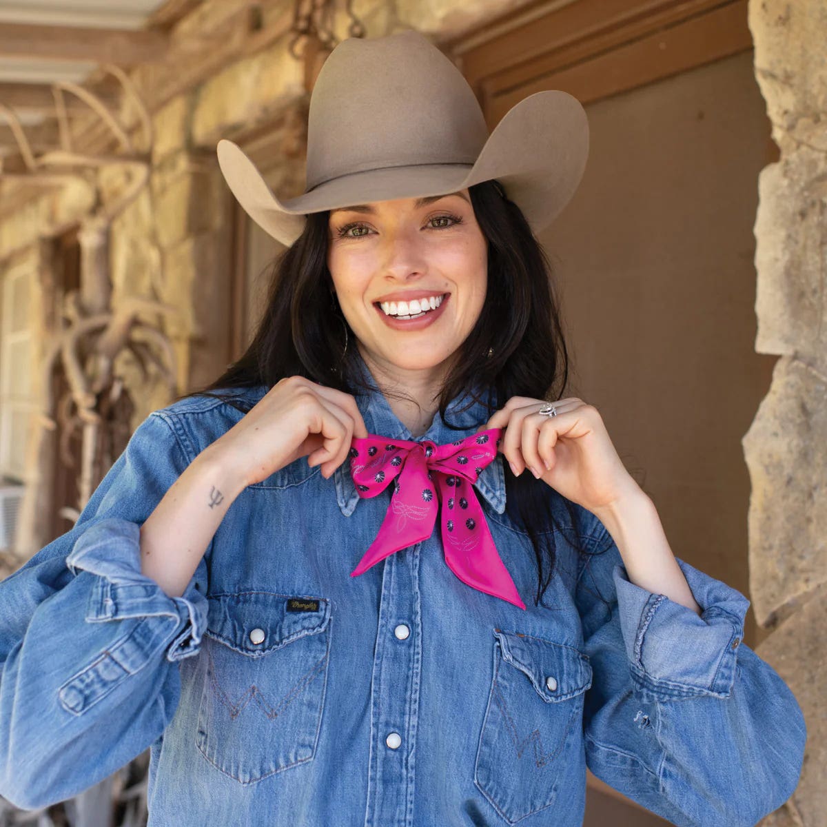 Fringe Scarves Howdy Twilly, Poly Chiffon, Hot Pink