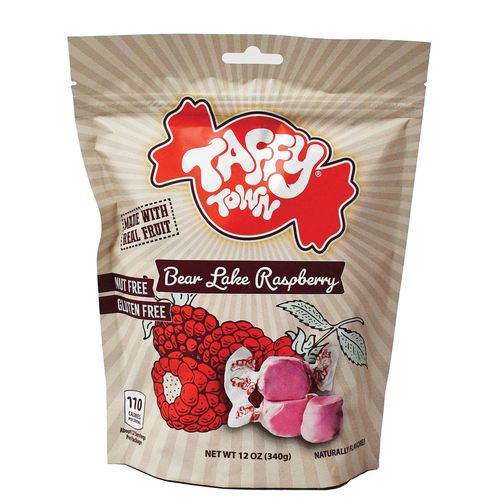 Taffy Town 653 Bear Lake Taffy, Raspberry, 12 oz Bag
