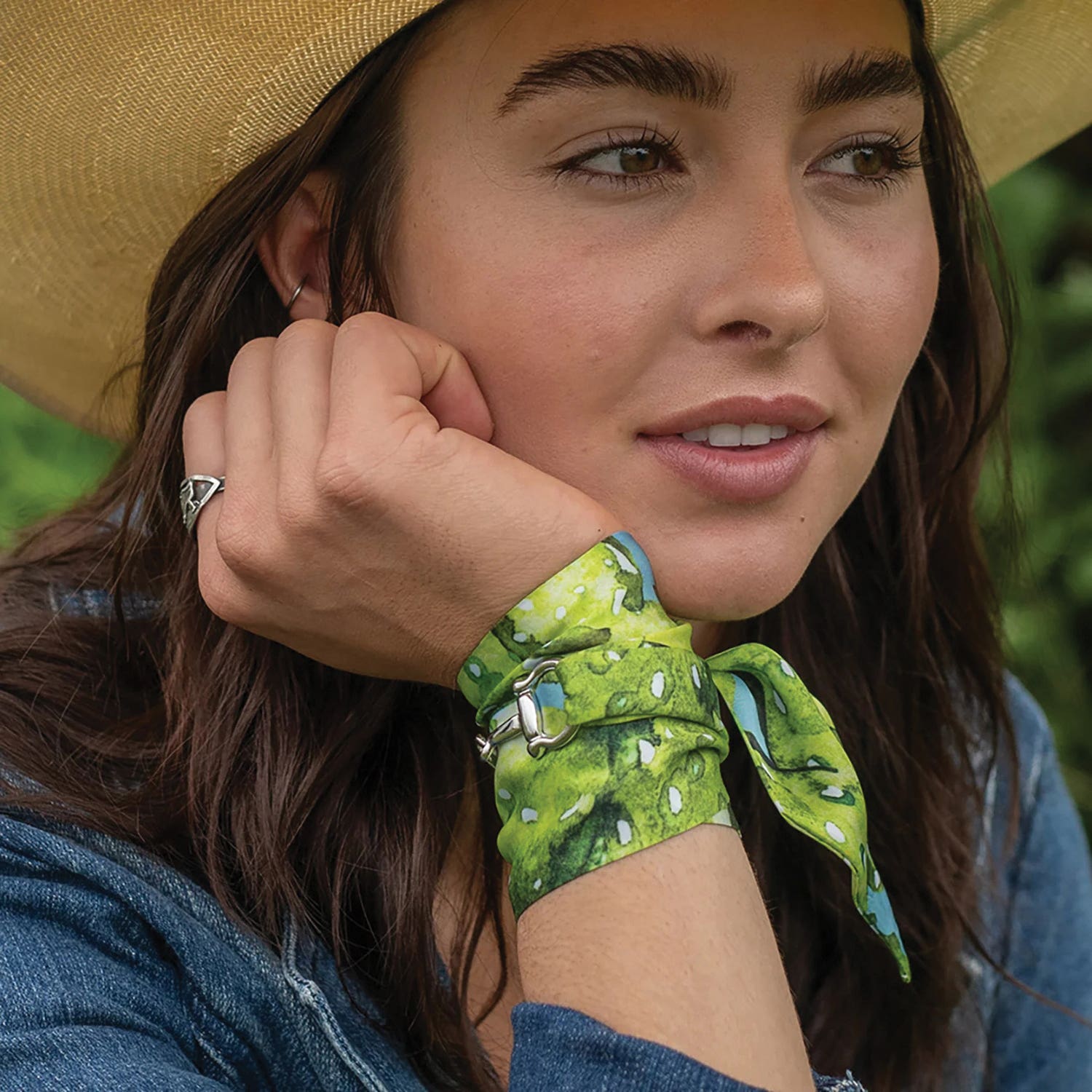 Fringe Scarves Prickly Pear Twilly, Poly Chiffon, Blue