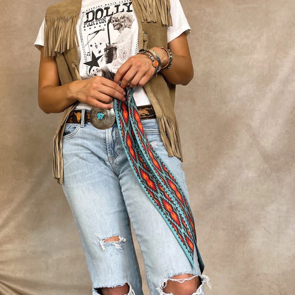 Fringe Scarves Nashville Twilly, Poly Chiffon, Blue