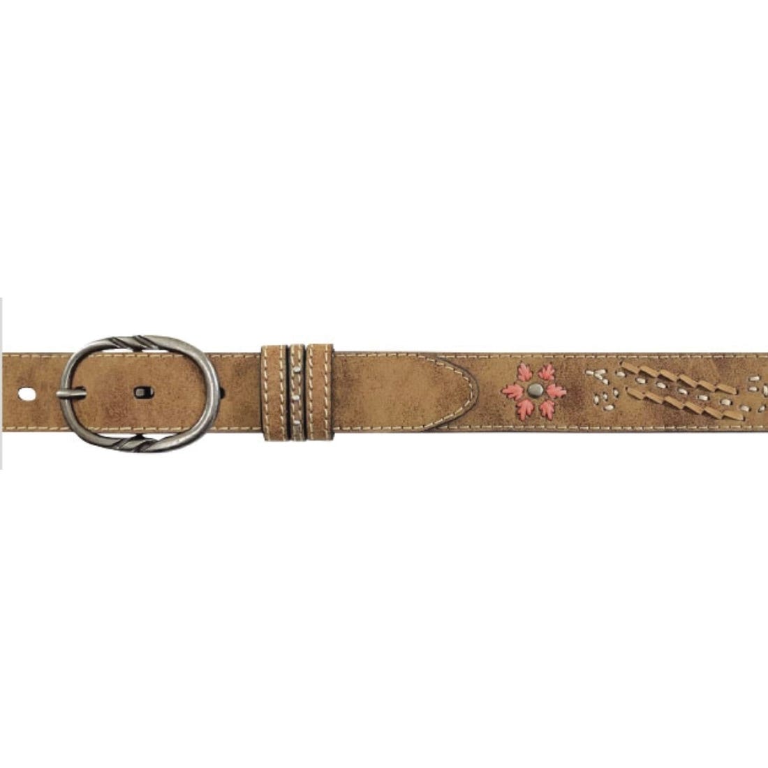 Roper 9716300-210-S Belt, Girl's, S, Silver, Leather/Wax, Tan, Buckle