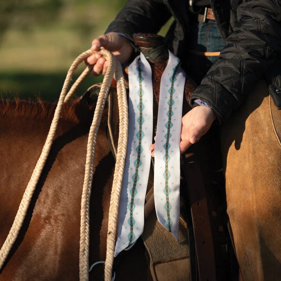 Fringe Scarves Hold Your Horses Twilly, Poly Chiffon, Off-White