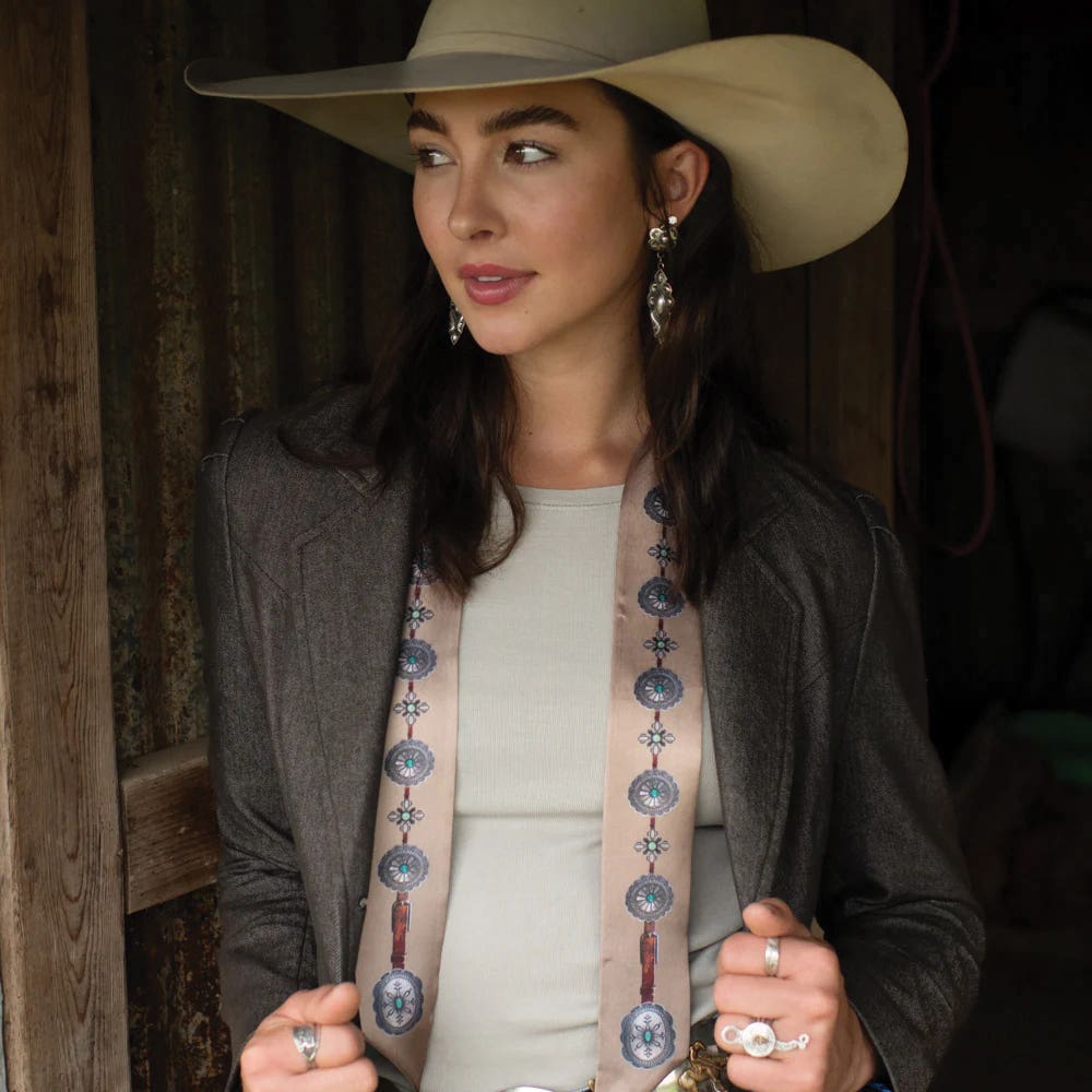 Fringe Scarves Flagstaff Twilly, Poly Chiffon, Antique Tan