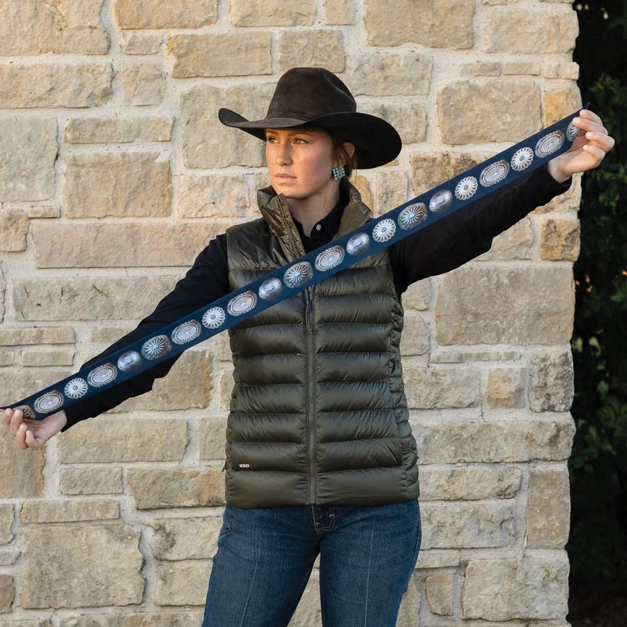 Fringe Scarves Big Concho Twilly, Poly Chiffon, Navy