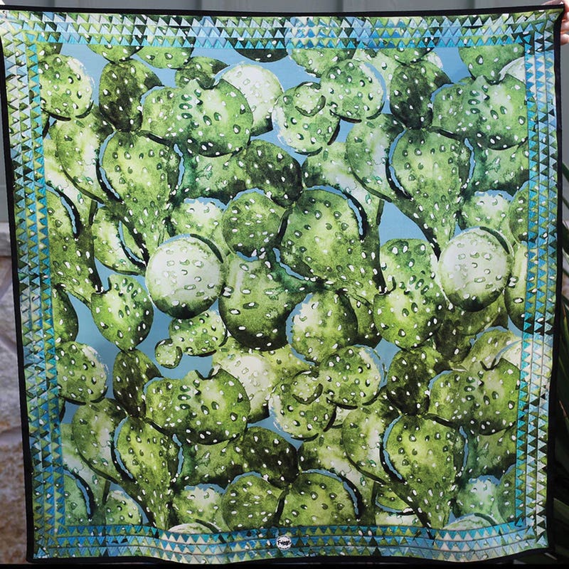 Fringe Scarves Prickly Pear Silk Scarf, L