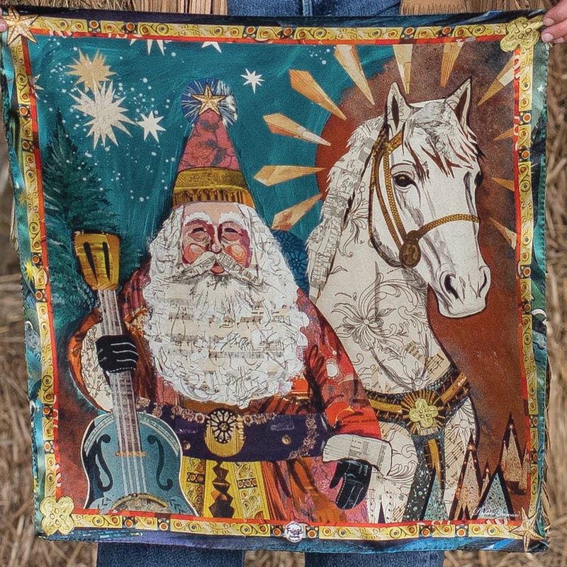 Fringe Scarves Santas Steed Silk Scarf, S