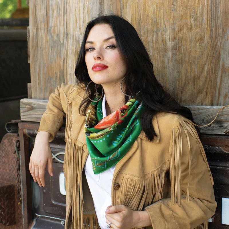 Fringe Scarve Hold Your Horses Silk Scarf, Kelly Green, S