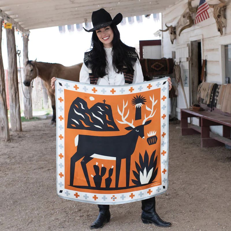 Fringe Scarves West Texas Buck Silk Scarf, L