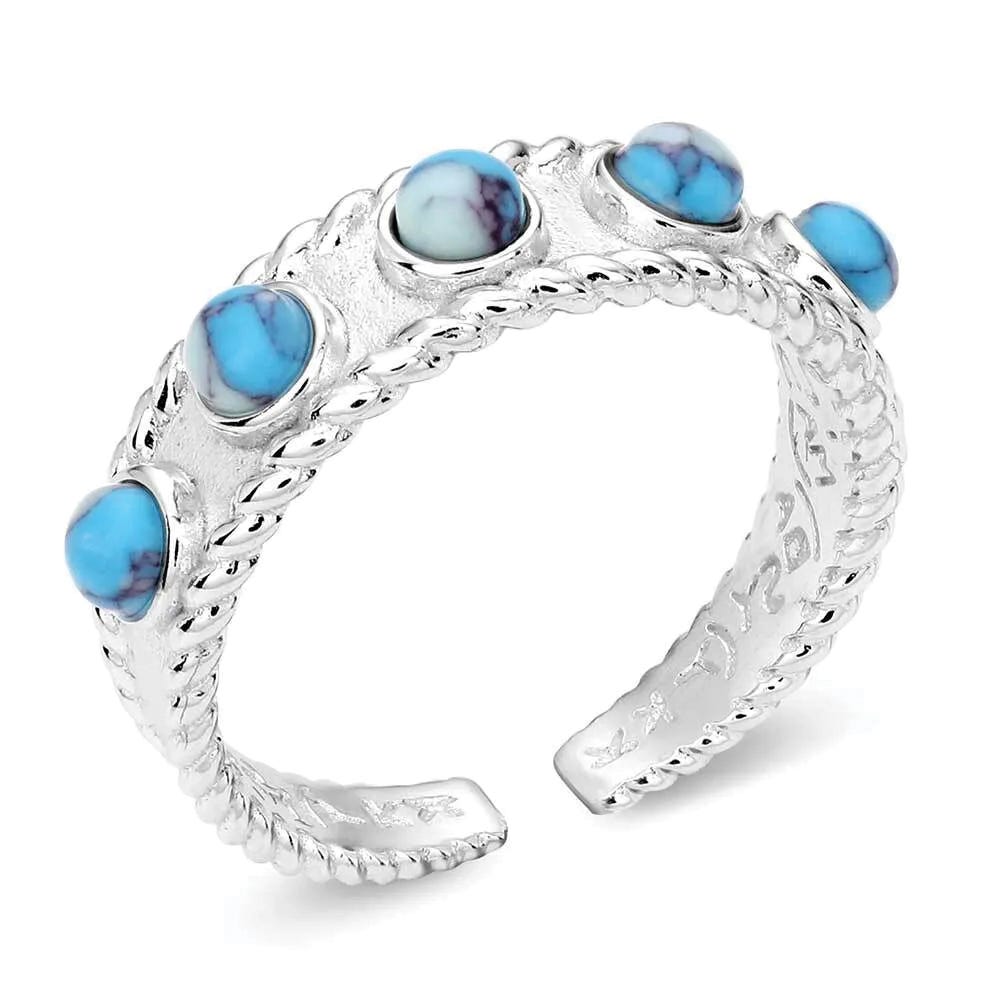 Montana Silversmiths RG6216 Ring, One-Size, Open Back, Turquoise, Sterling Silver