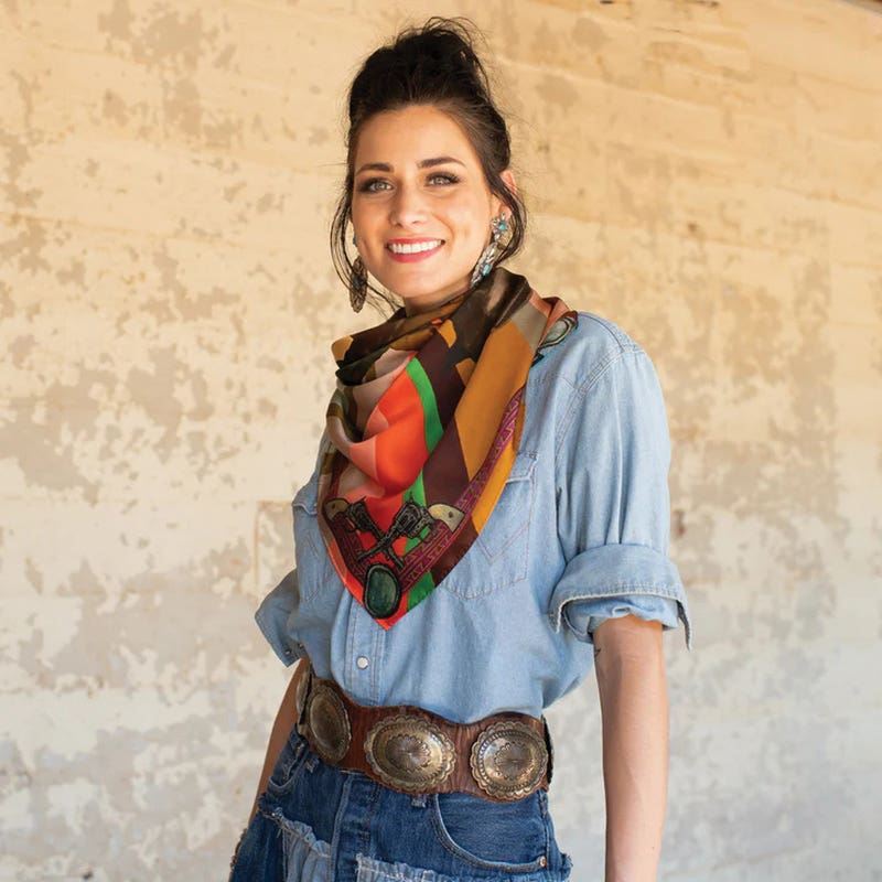Fringe Scarves Son of the West Silk Scarf, L