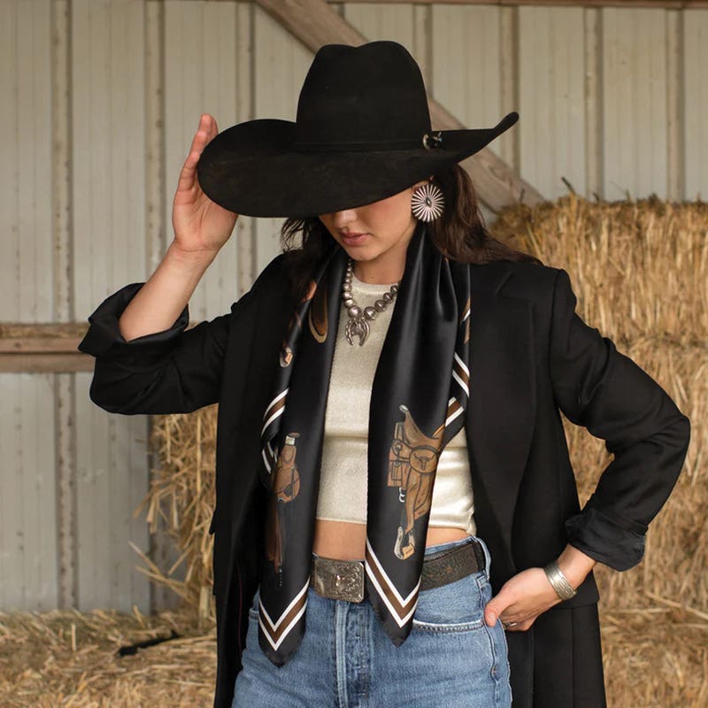 Fringe Scarves Take a Seat Silk Scarf, Black, S