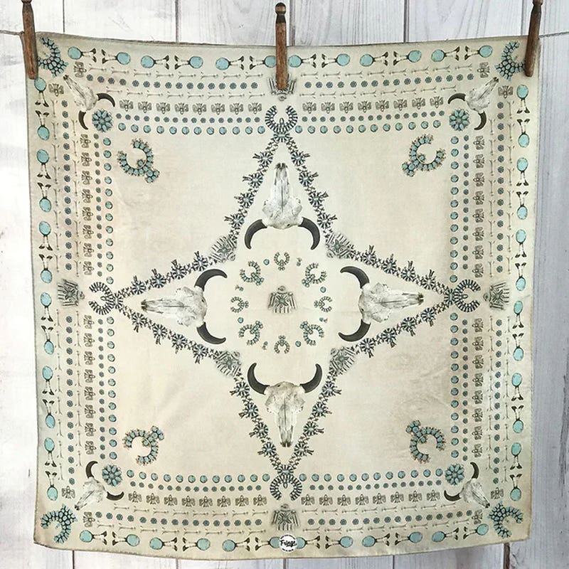 Fringe Scarves Squash Blossomed Silk Scarf, Bone, S