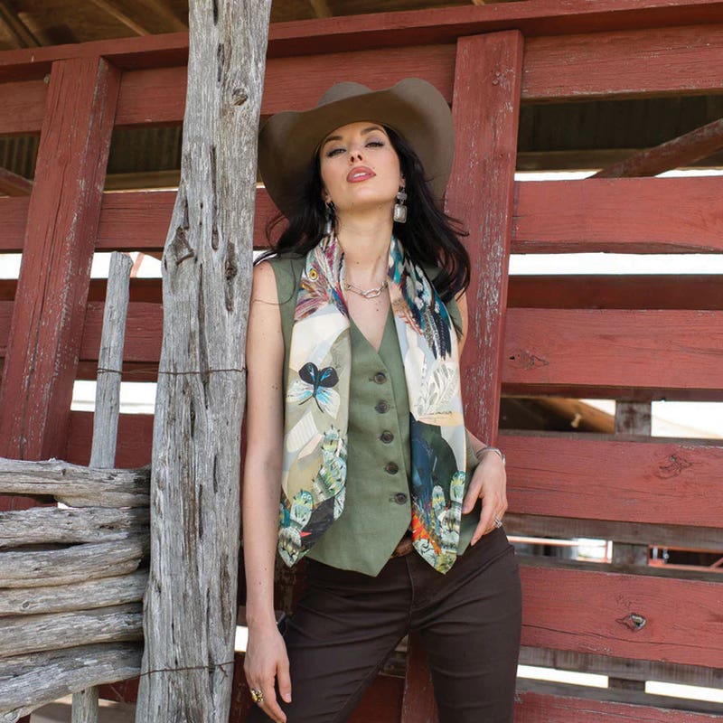 Fringe Scarves Indigo Morning Silk Scarf, Jade, L