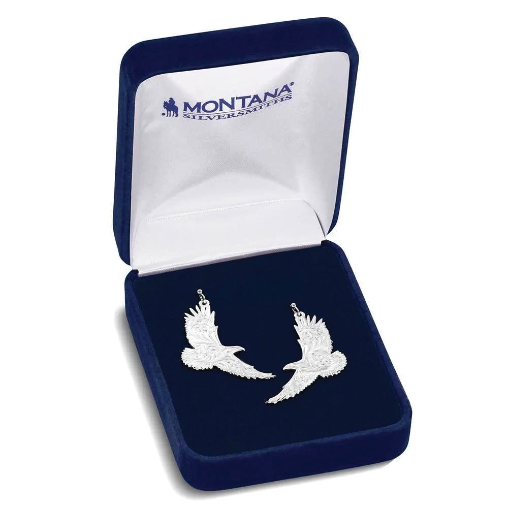 Montana Silversmiths AMER6176 Earrings, Flying Eagle, Brass/Stainless Steel