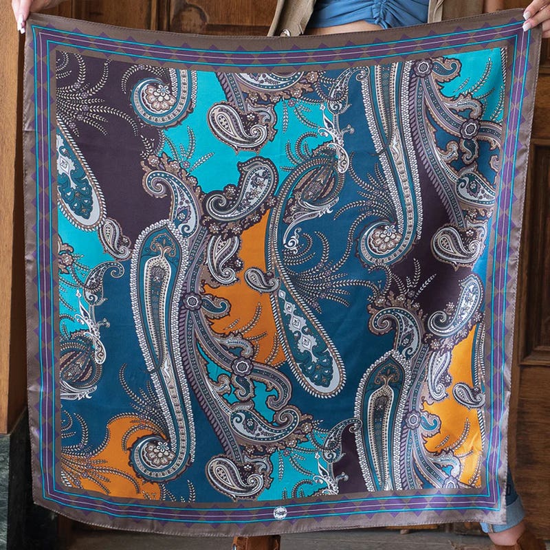 Fringe Scarves Presley Paisley Silk Scarf, L