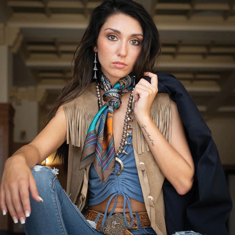 Fringe Scarves Presley Paisley Silk Scarf, L
