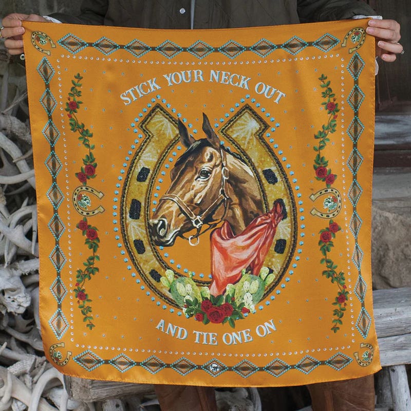 Fringe Scarve Hold Your Horses Silk Scarf, Hunger Orange, L