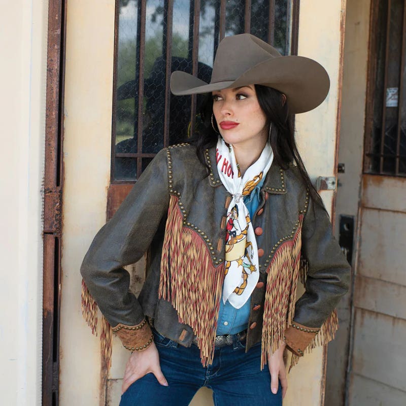 Fringe Scarves Always Saddle Your Own Horse Silk Scarf, Off-White, L