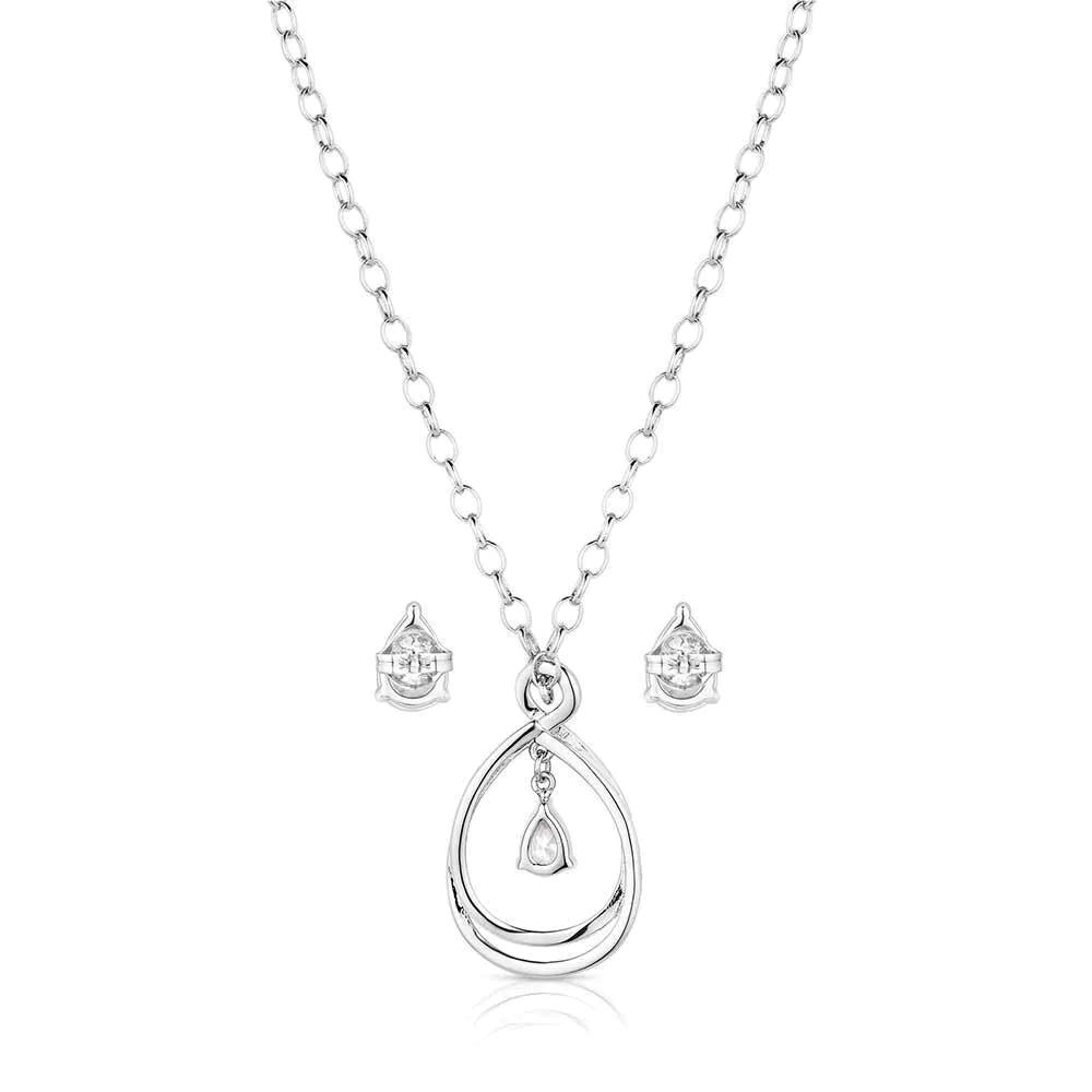 Montana Silversmiths JS6186 Jewelry Set, Zirconia Crystal, Clear, Brass/Stainless Steel