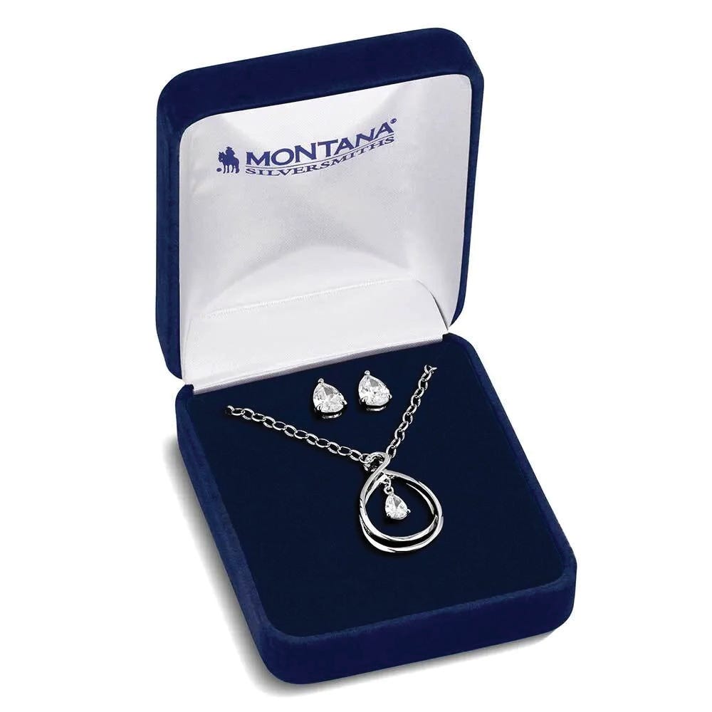 Montana Silversmiths JS6186 Jewelry Set, Zirconia Crystal, Clear, Brass/Stainless Steel